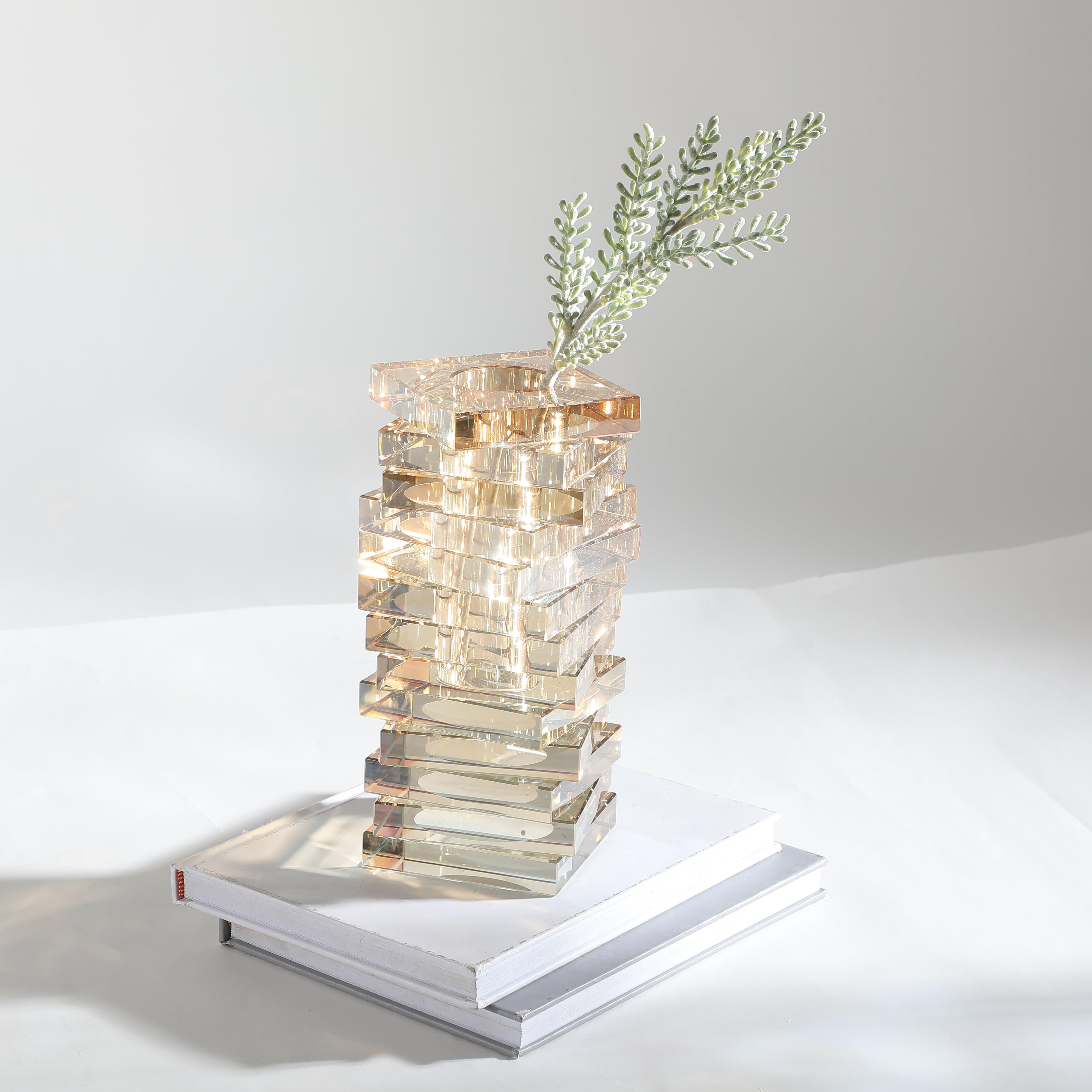 Crystal Layered Vase - Daamaira Home and Living Ltd