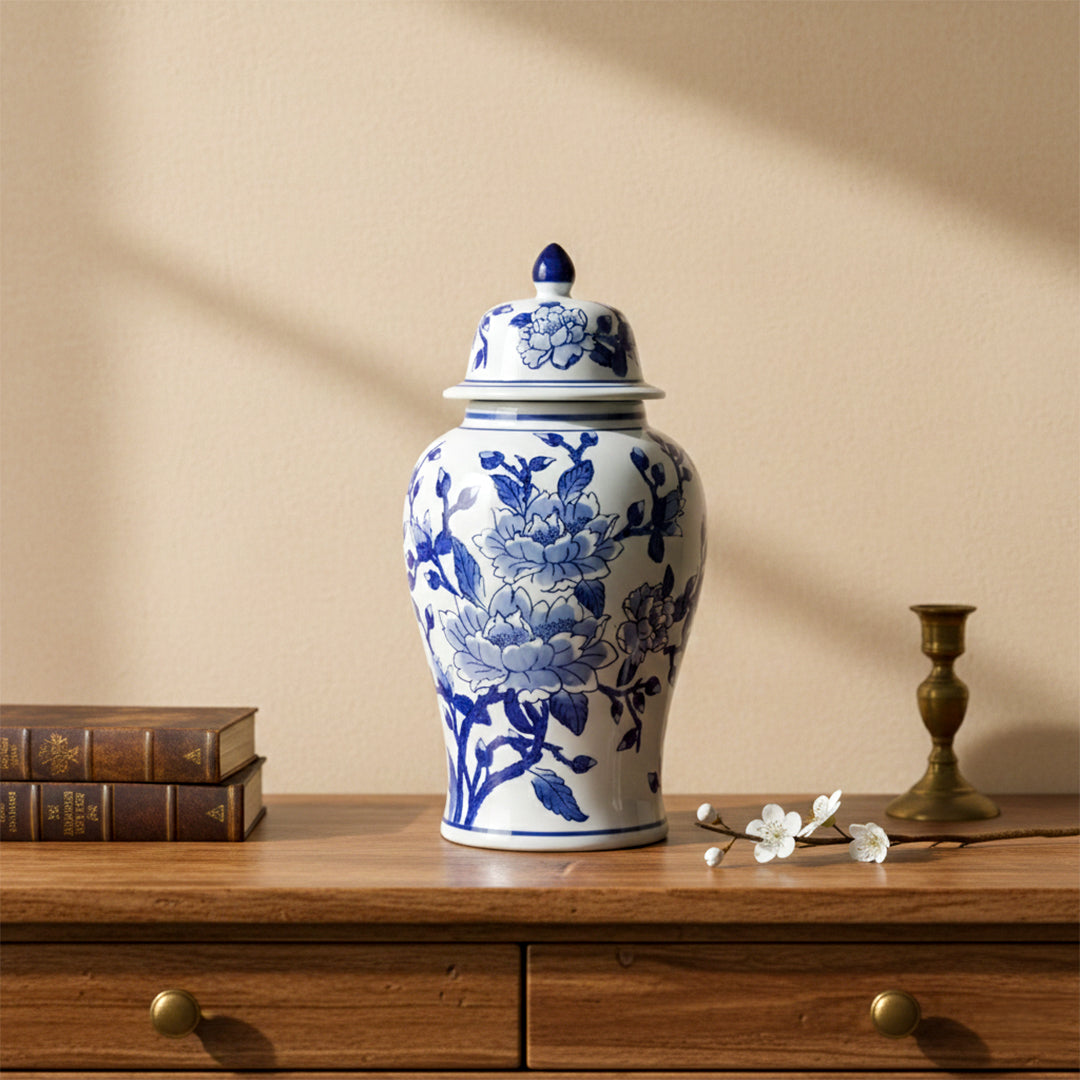 Magnolia Ginger Jar - Blue/White