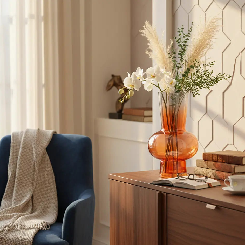 Orange Ombre Tall Flower Vase