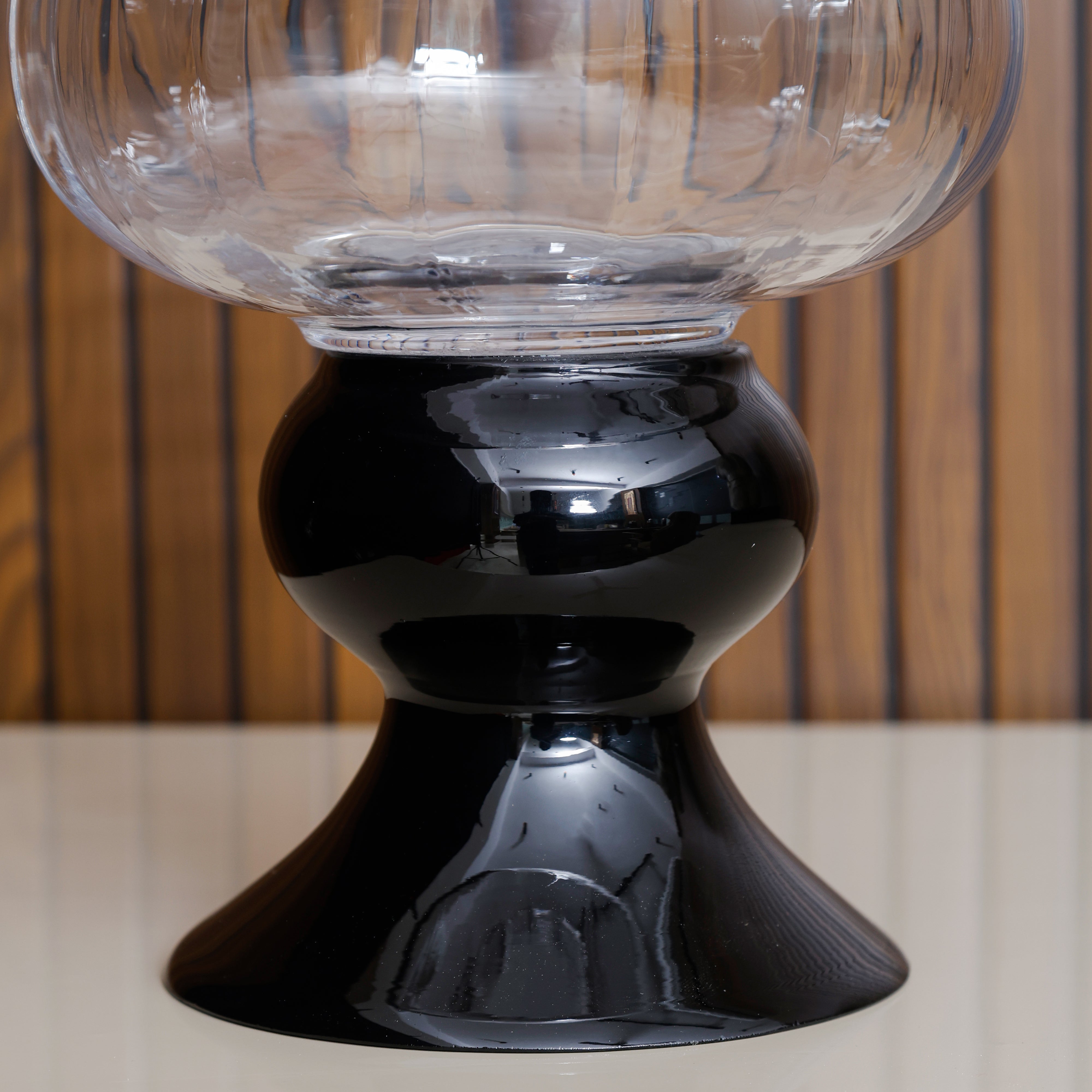 Radiant Clear Vase With Black Base - Tall