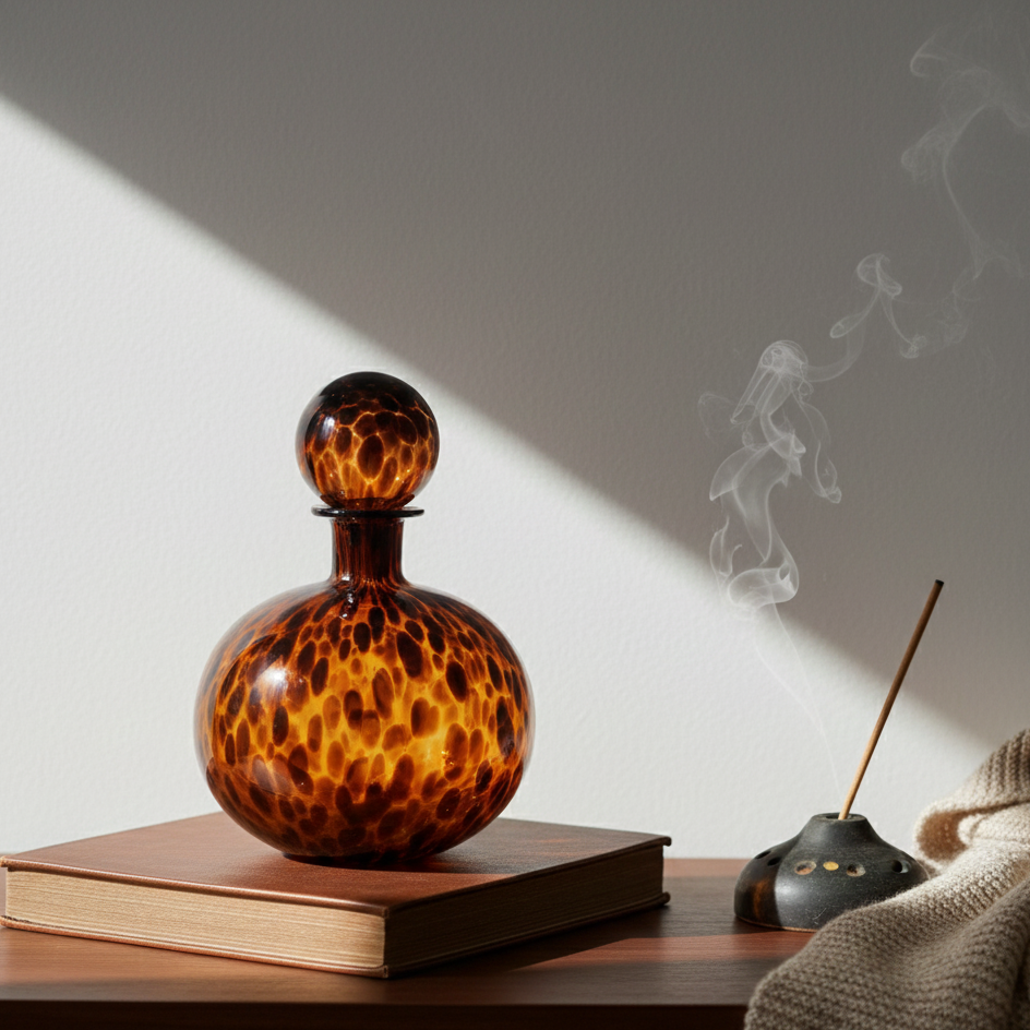 Smoked Egyptian Round Flower Vase with Lid