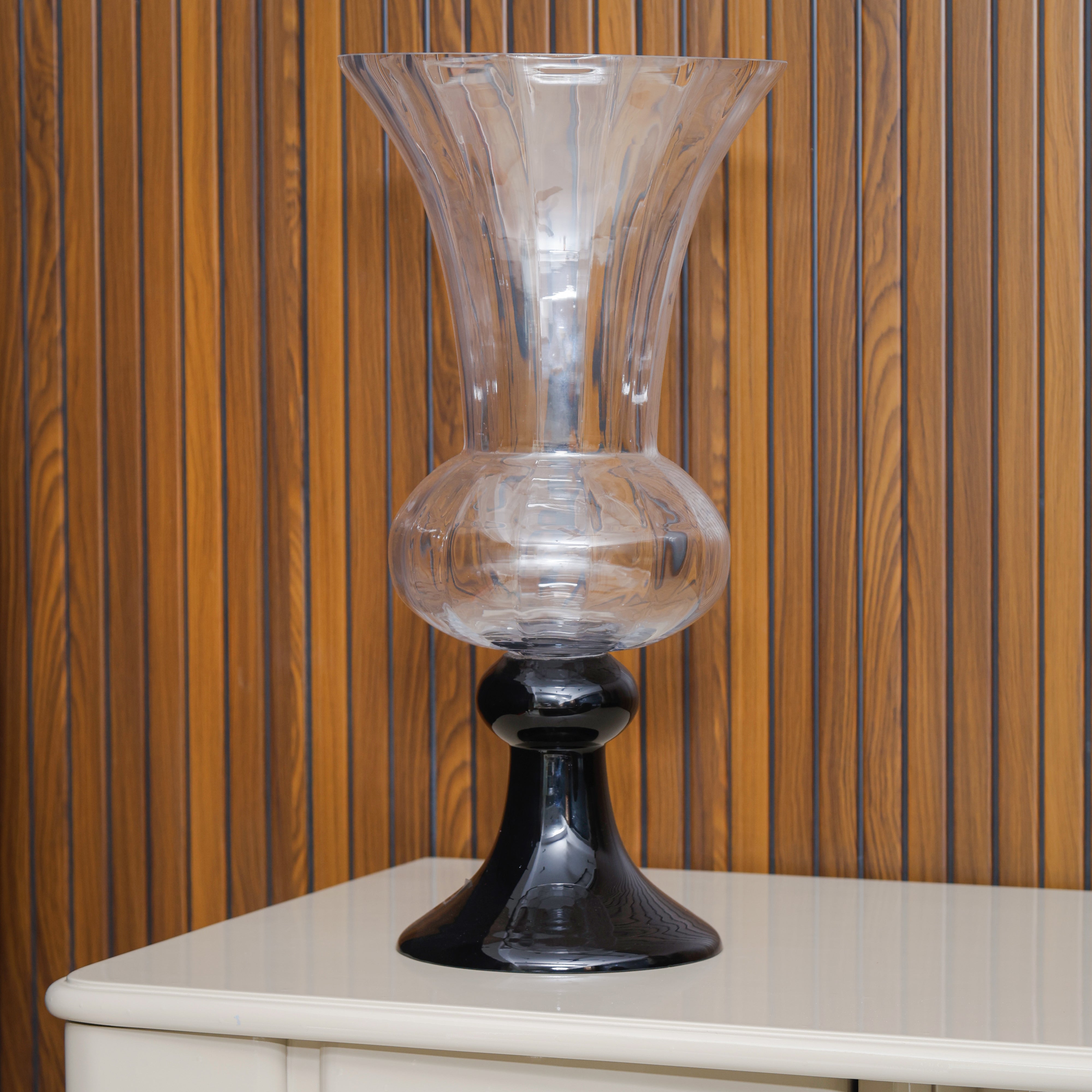 Caara Clear Vase With Black Base - Tall