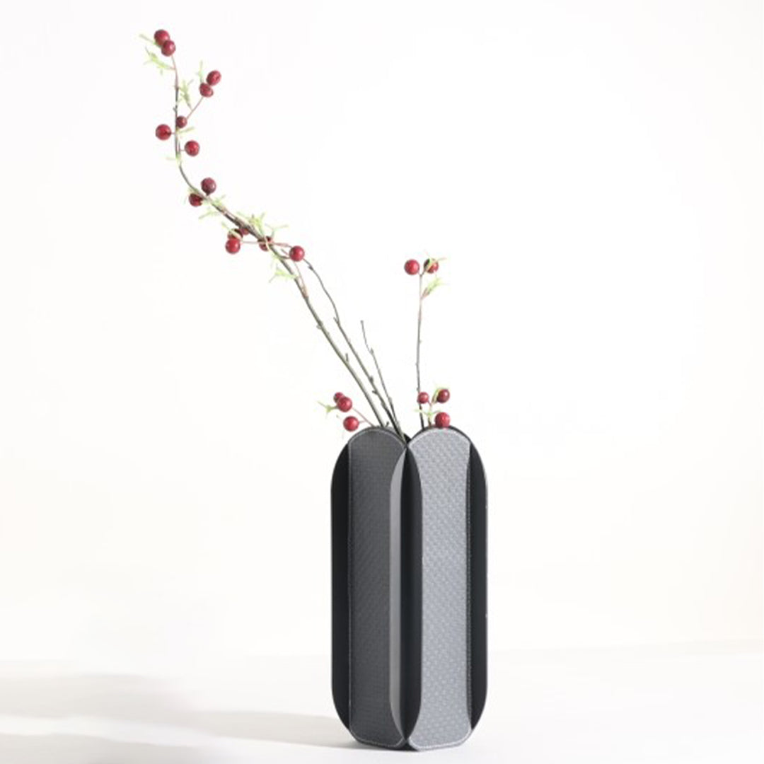 Geometric Smoke Grey Luxury Glass Vase