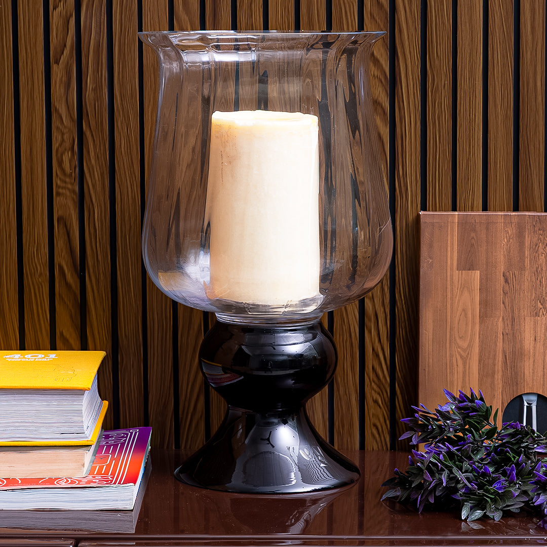 Radiant Clear Vase With Black Base - Tall