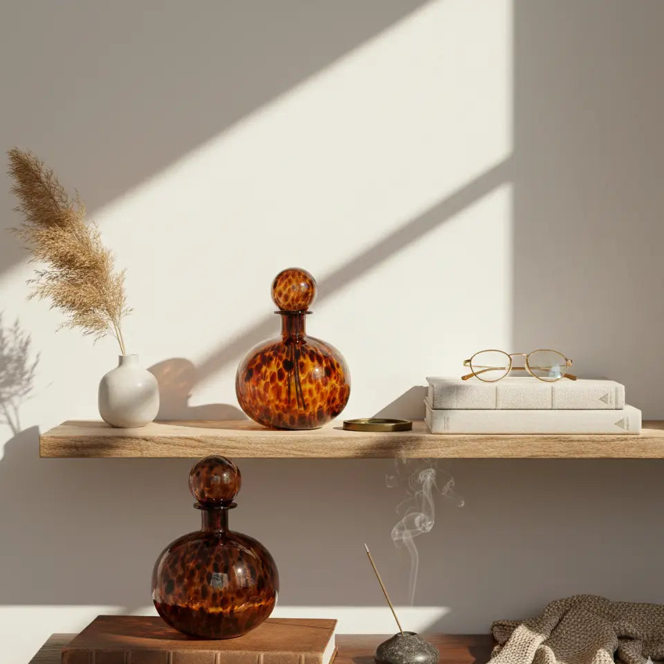 Smoked Egyptian Round Flower Vase with Lid