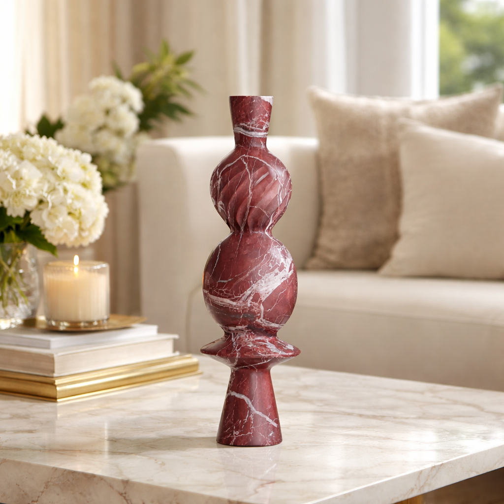 Geometric Marble Sculpture - Wine