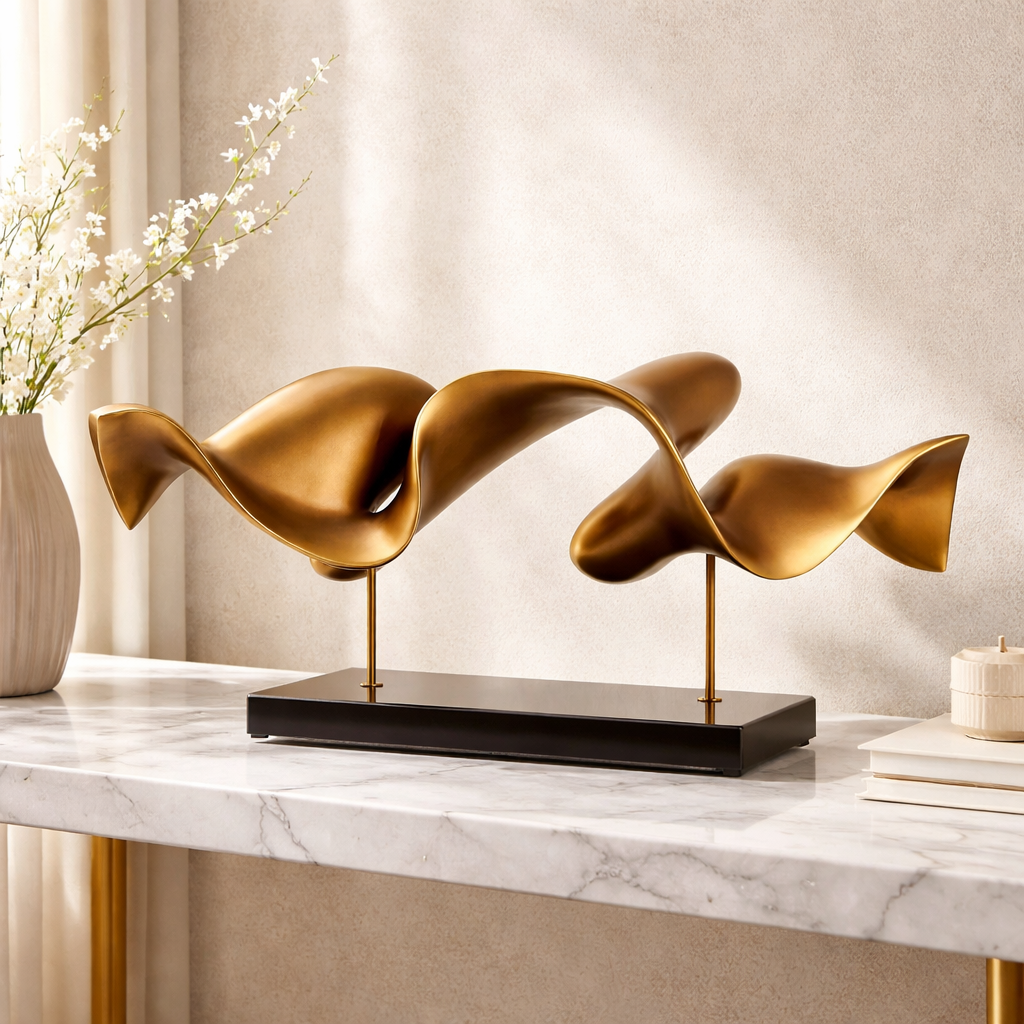 Golden Fluid Abstract Sculpture