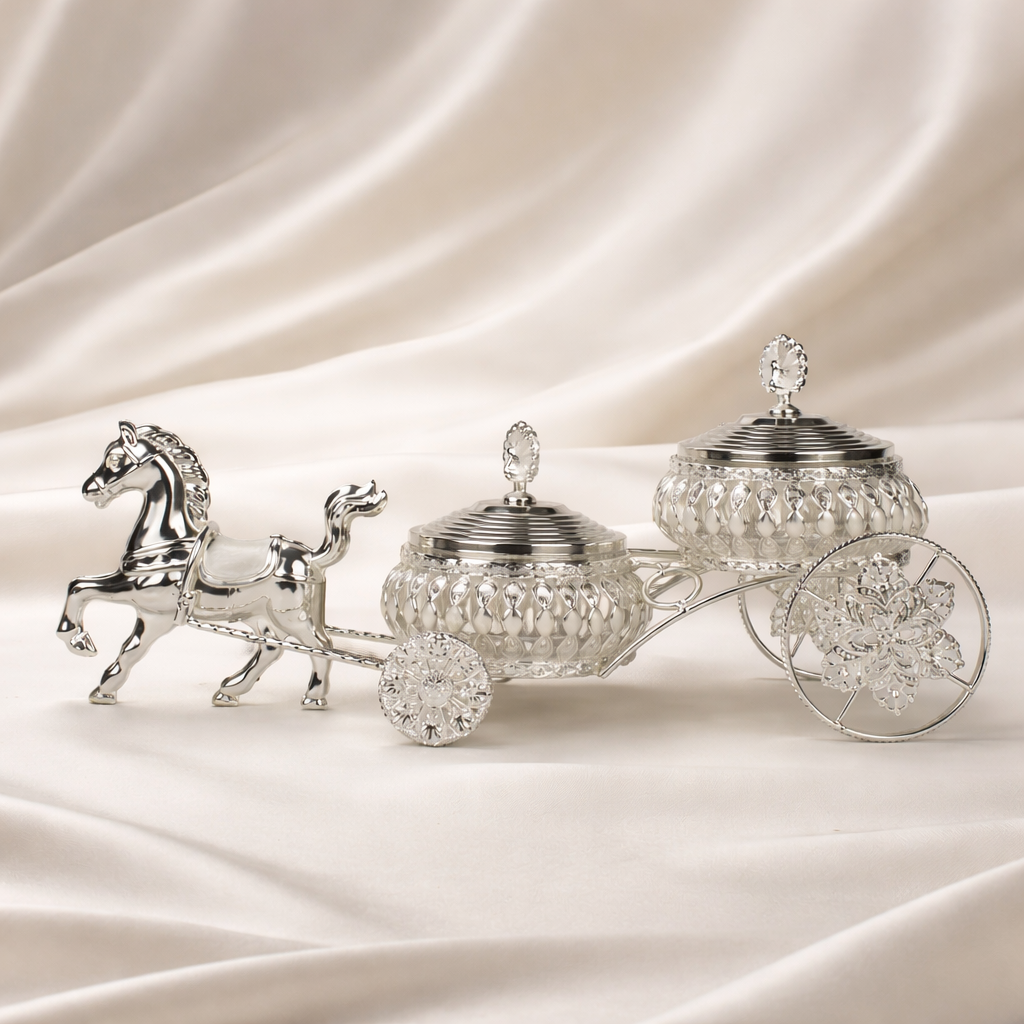 Horse Cart Double Bowl Serving Set