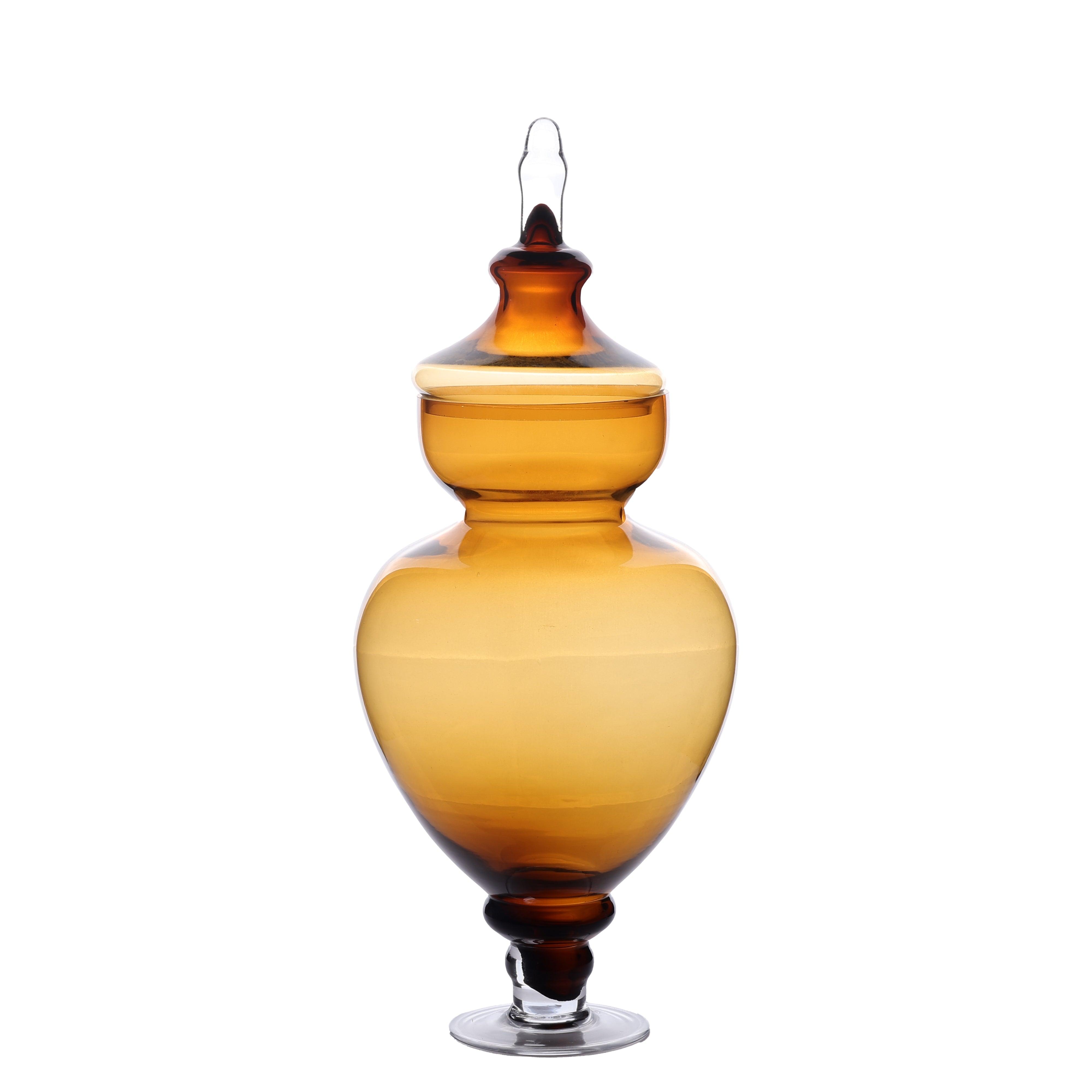 Azzura Brown Vase With Lid - Tall - Daamaira Home and Living Ltd