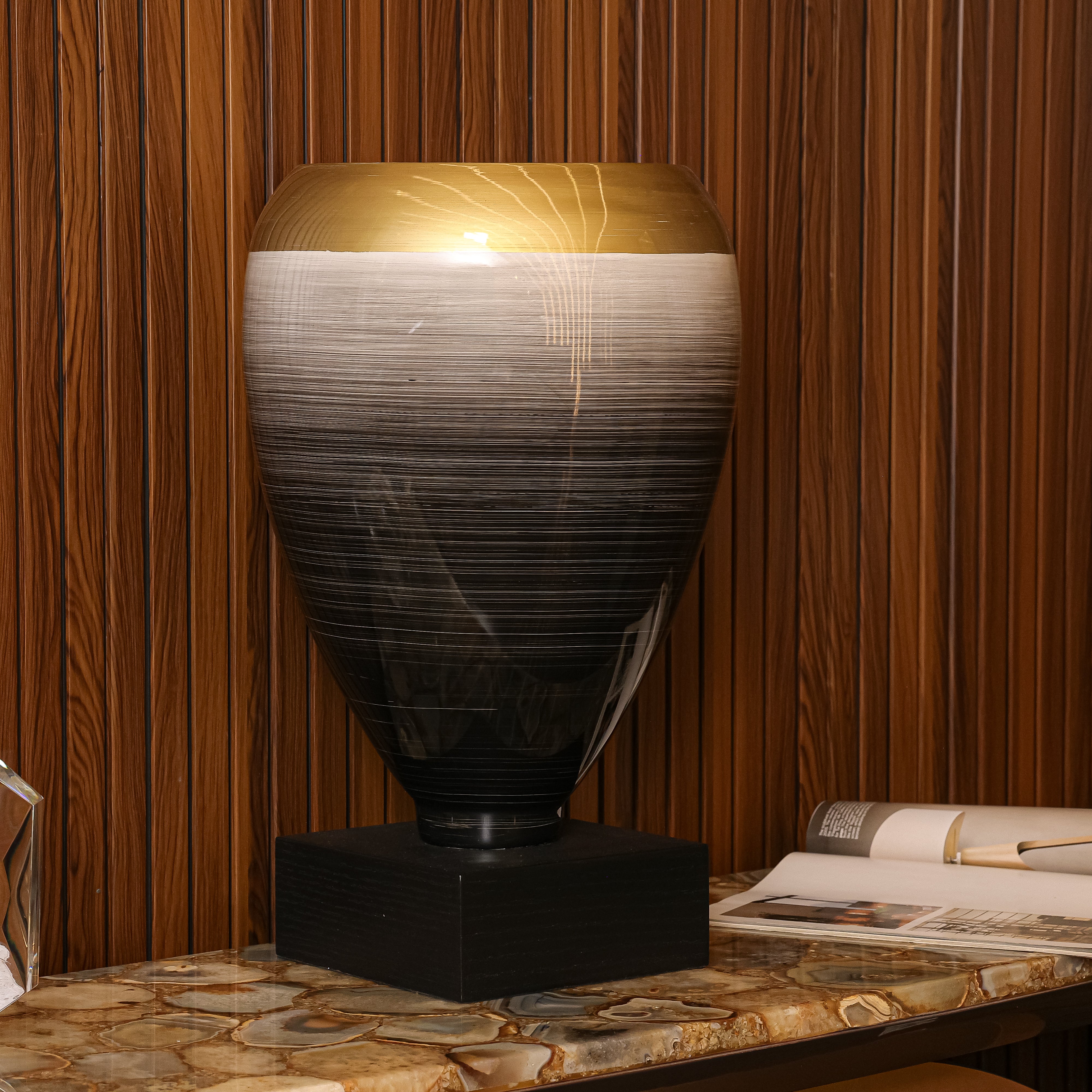 White Brushed Slate Vase