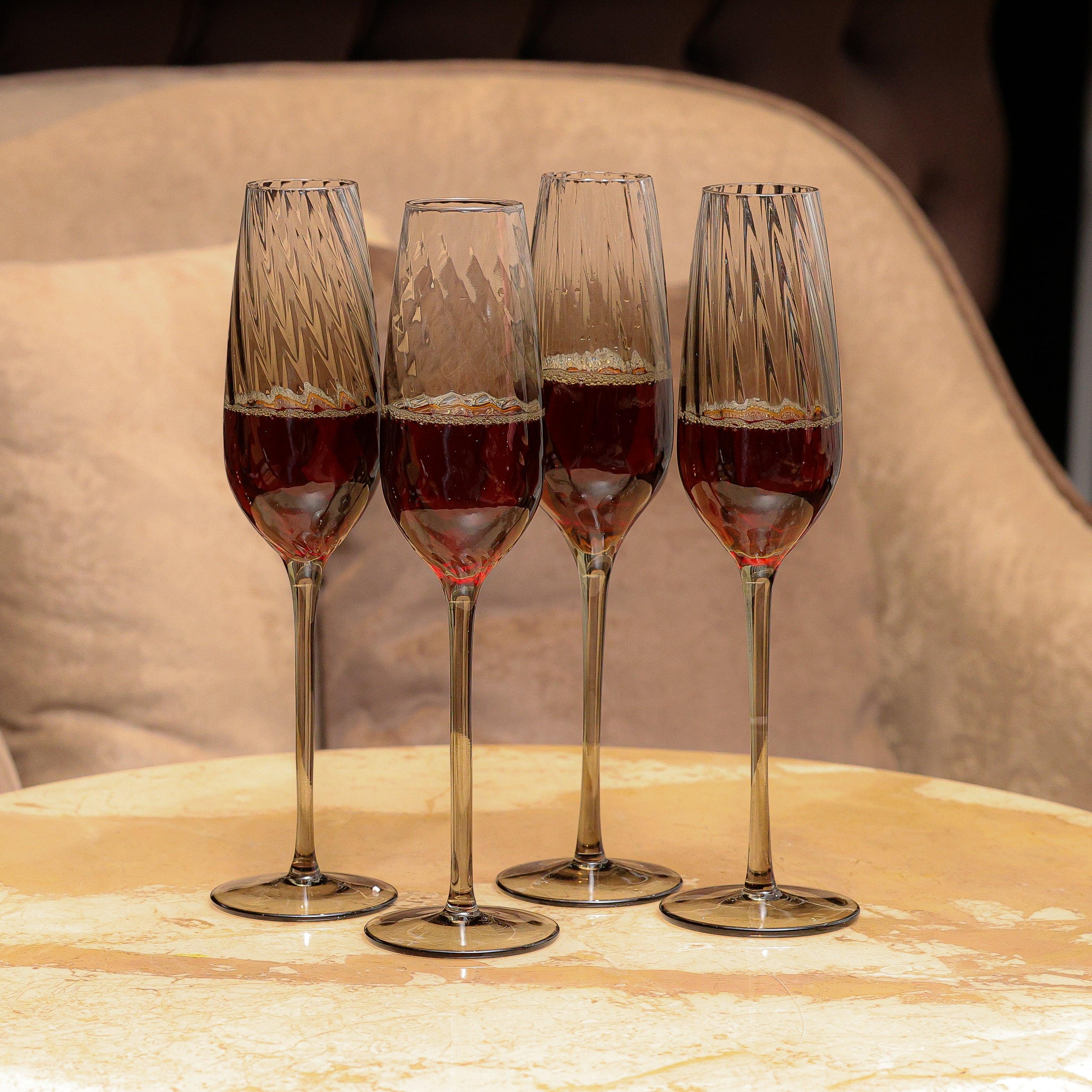 Emerald Set Of 4 Champagne Flutes - Daamaira Home and Living Ltd