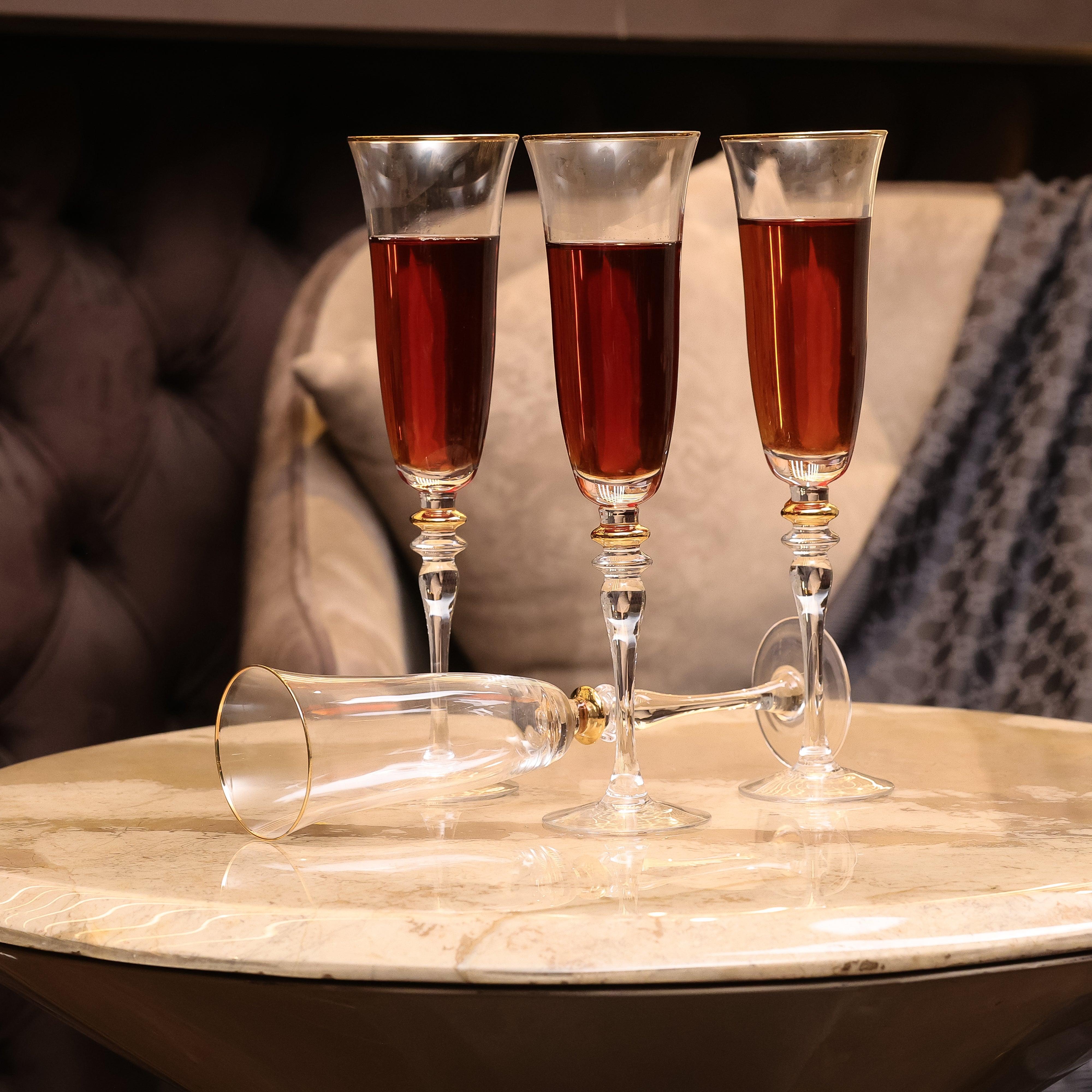 Royale Set Of 4 Champagne Flutes - Daamaira Home and Living Ltd