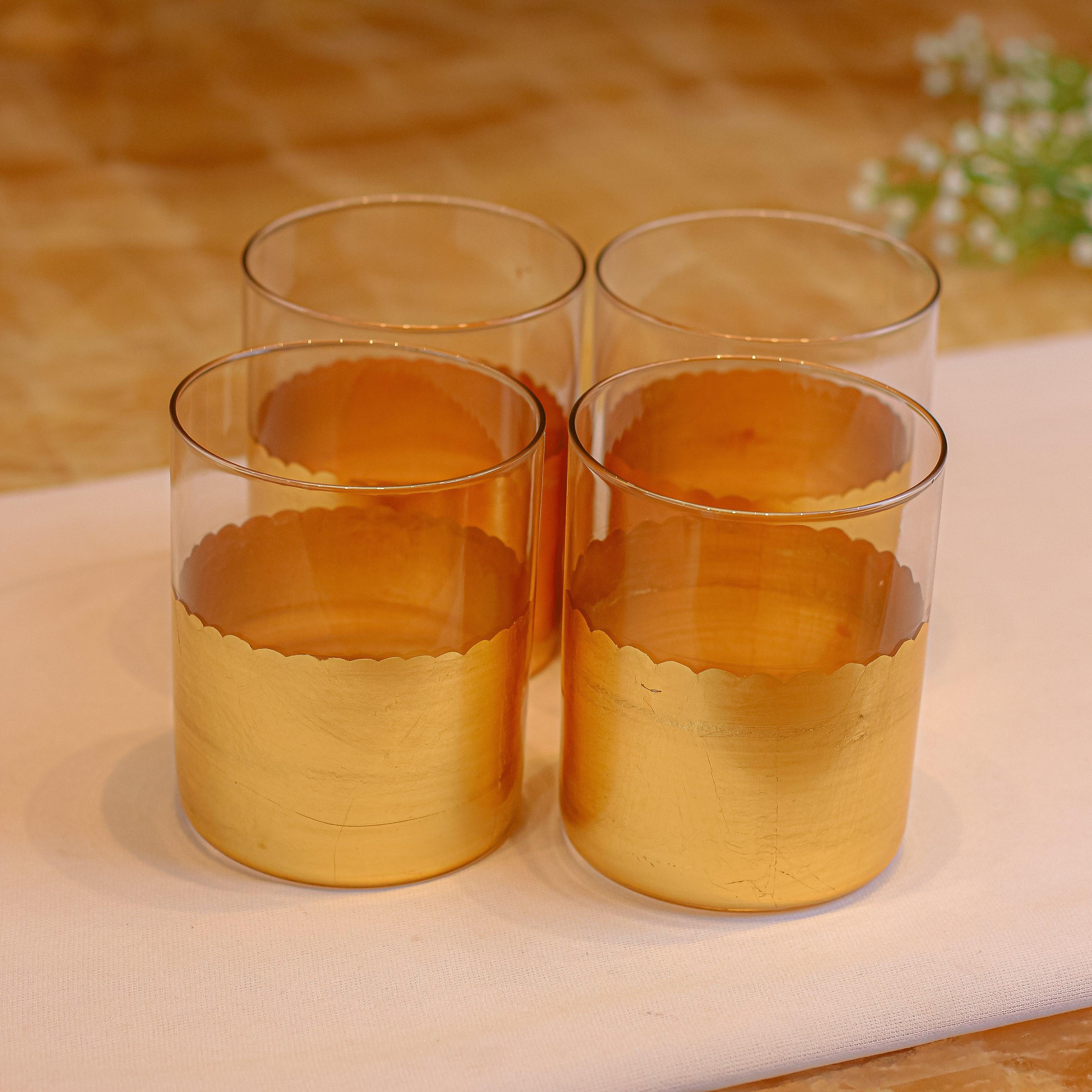 Gold Set Of 4 Water Glasses - Daamaira Home and Living Ltd