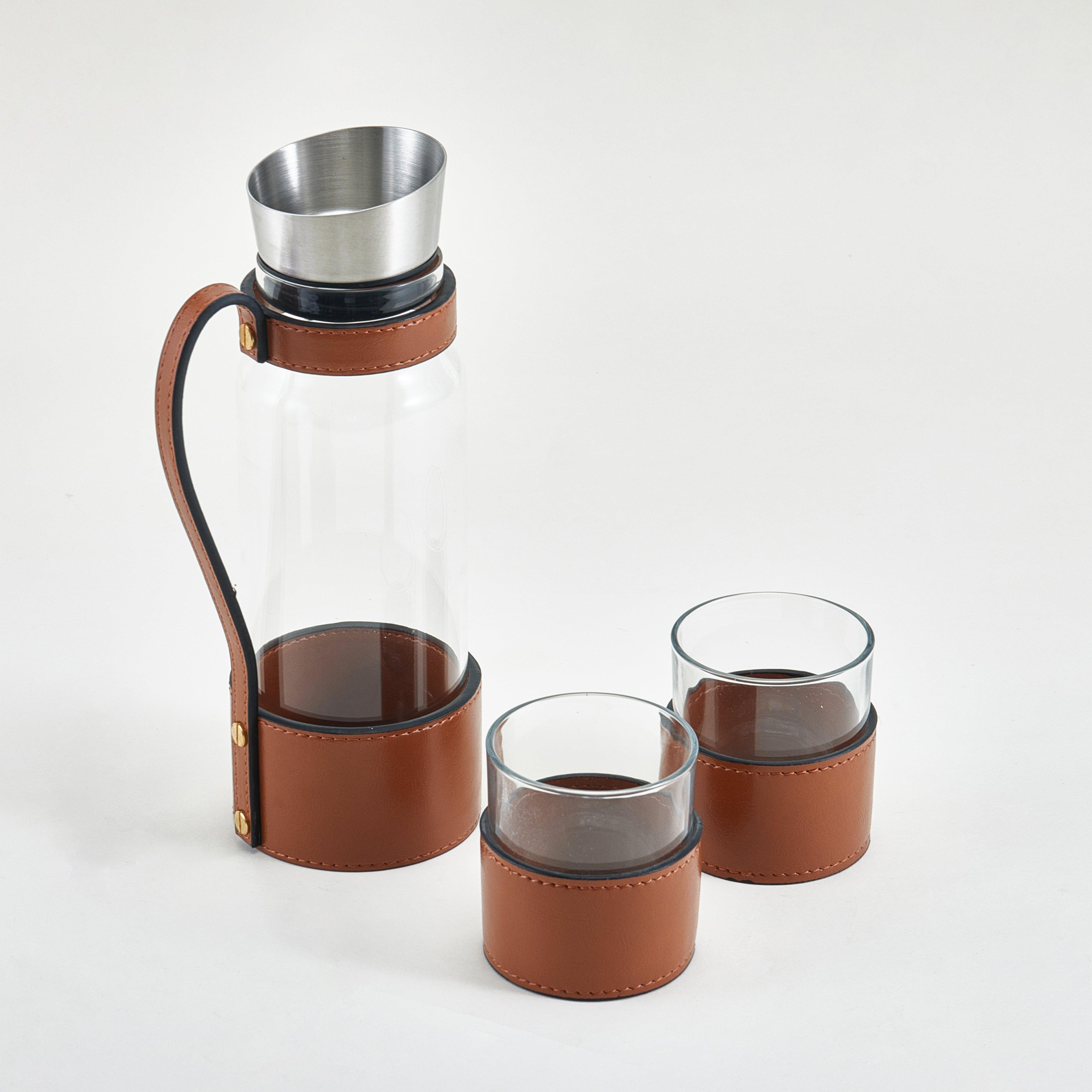 Leather Water Jug With Cups