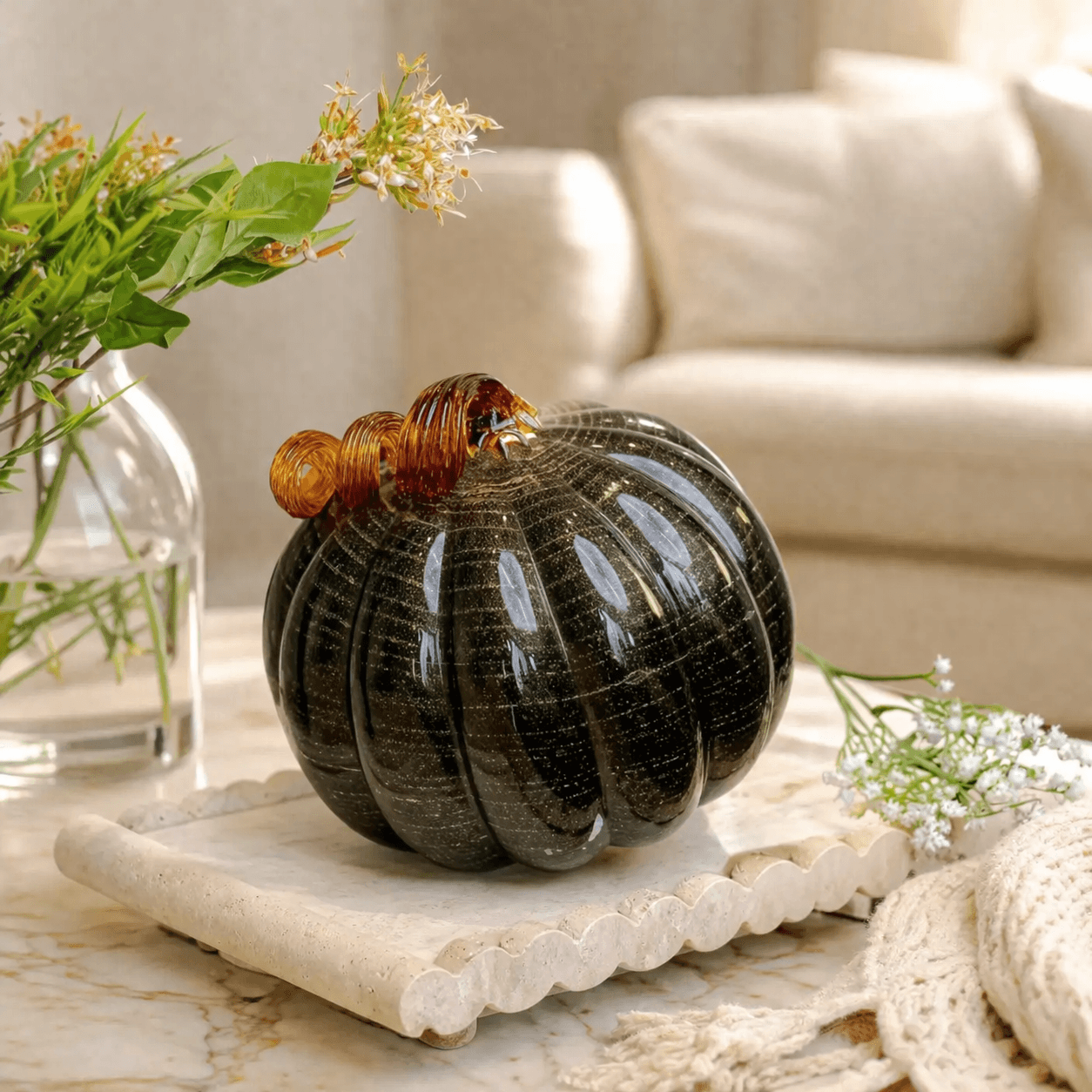 Olive Pumpkin Sculpture