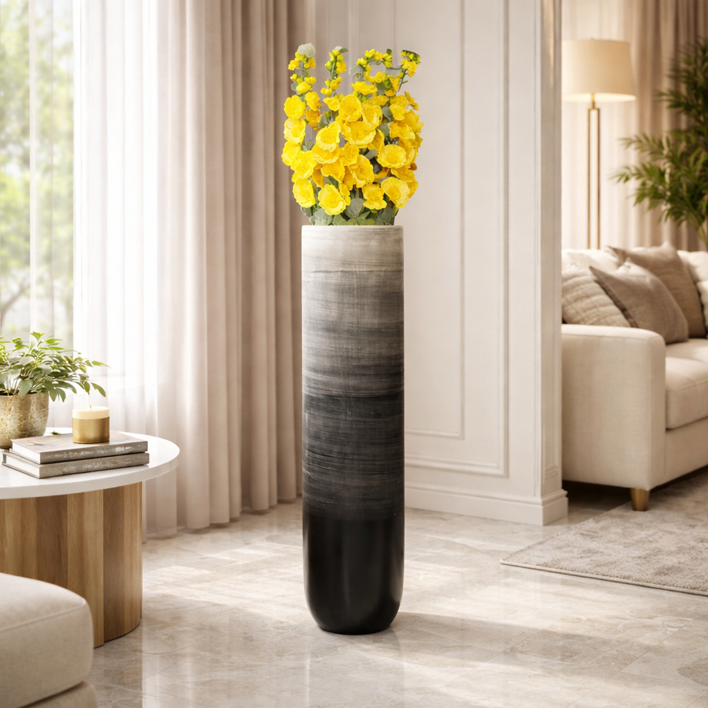 Tall Brushed Slate Flower Vase