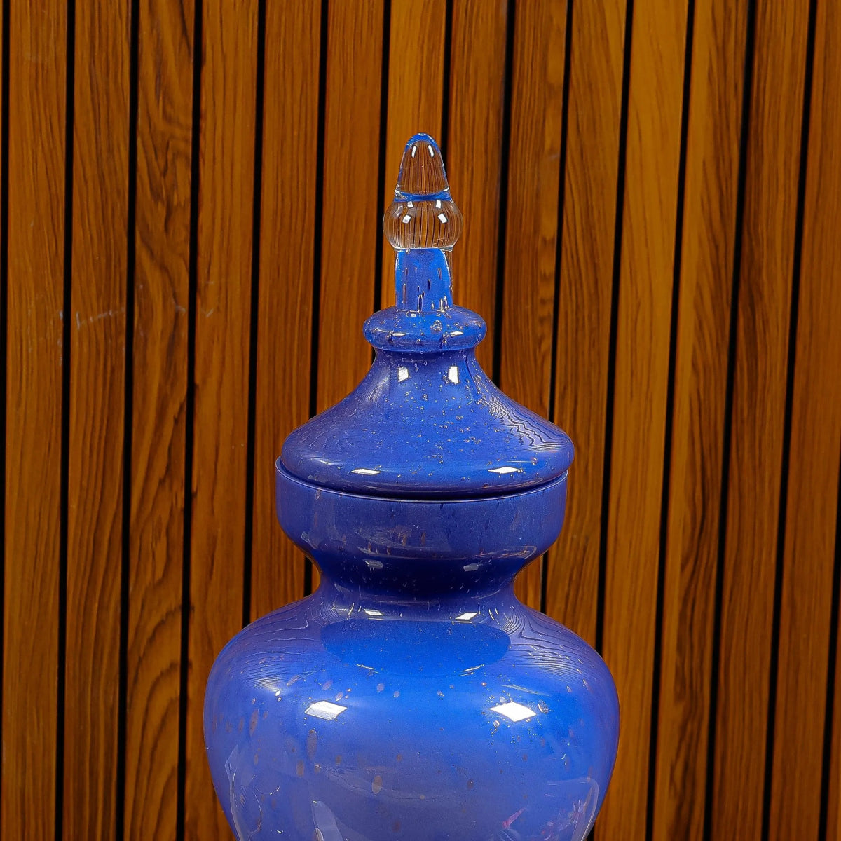 Vases Allure Blue Short Vase with Lid - Daamaira Home and Living Ltd