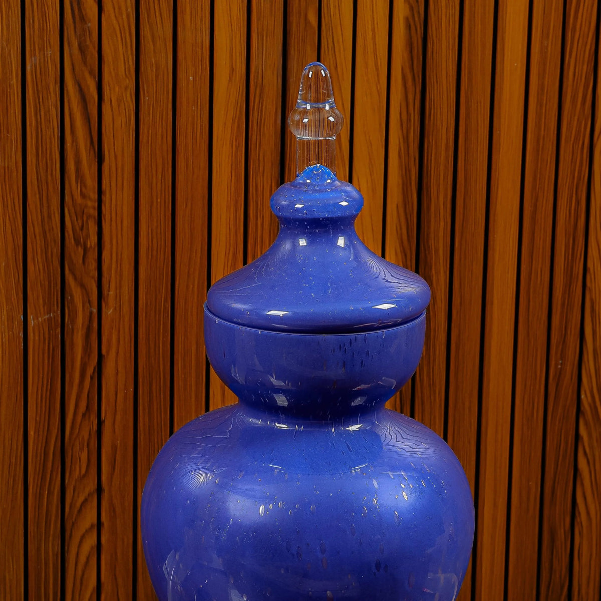 Vases Allure Blue Tall Glass Vase with Lid - Daamaira Home and Living Ltd