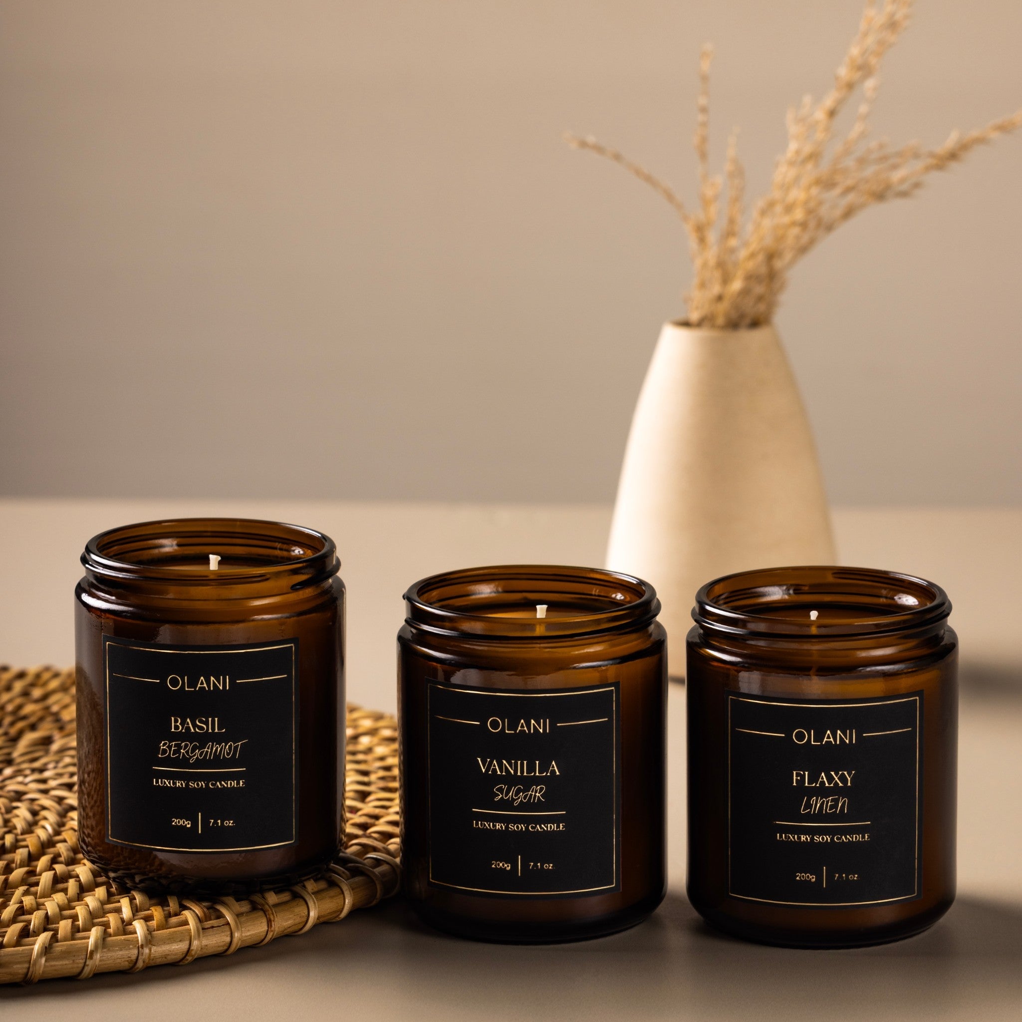 Amber Flame Premium Amber Scented Candle Set