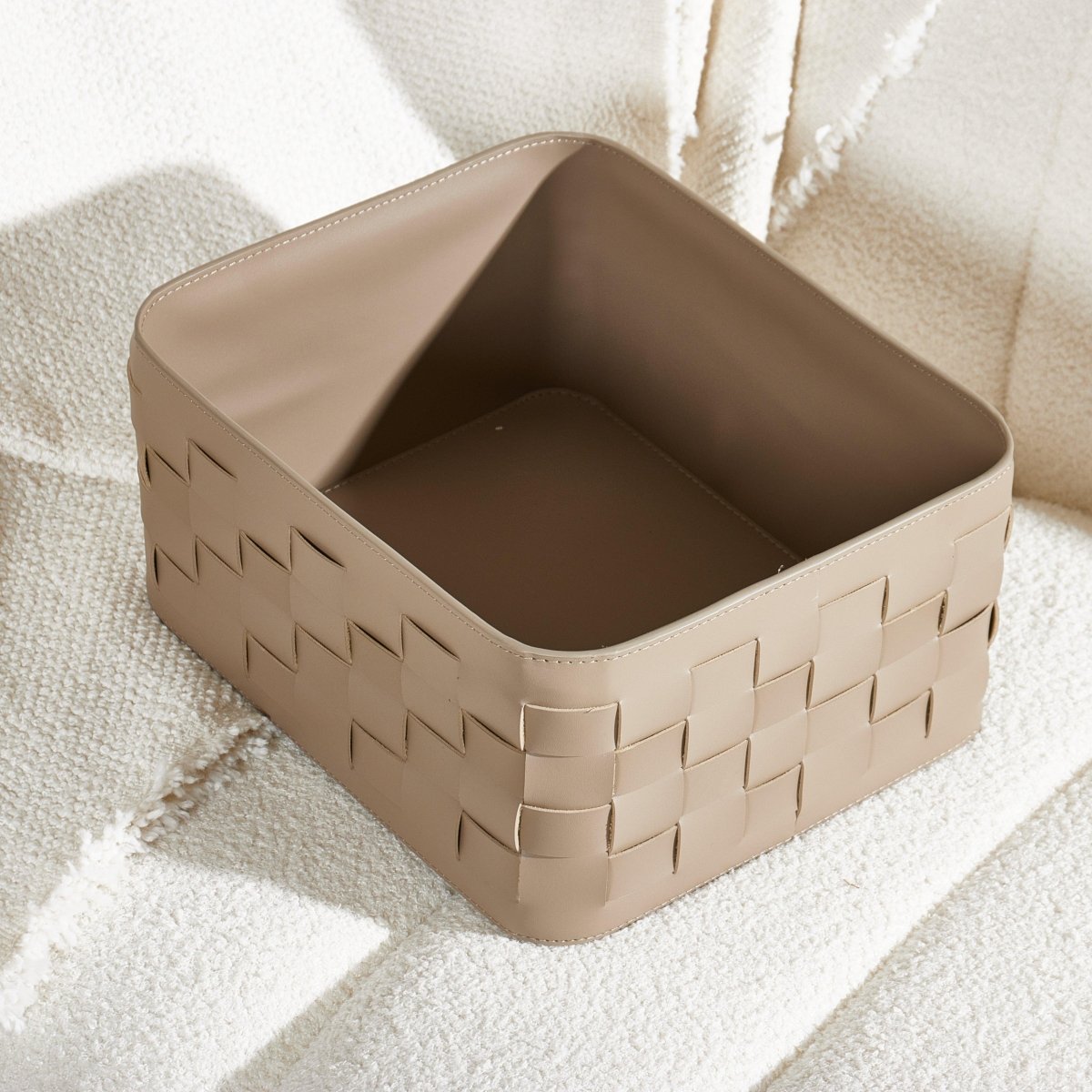 Wicker Storage Box Aubrey Leather Basket - Daamaira Home and Living Ltd