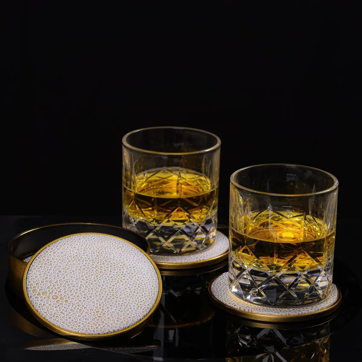 Coasters Beige Royal Round Coasters - Daamaira Home and Living Ltd