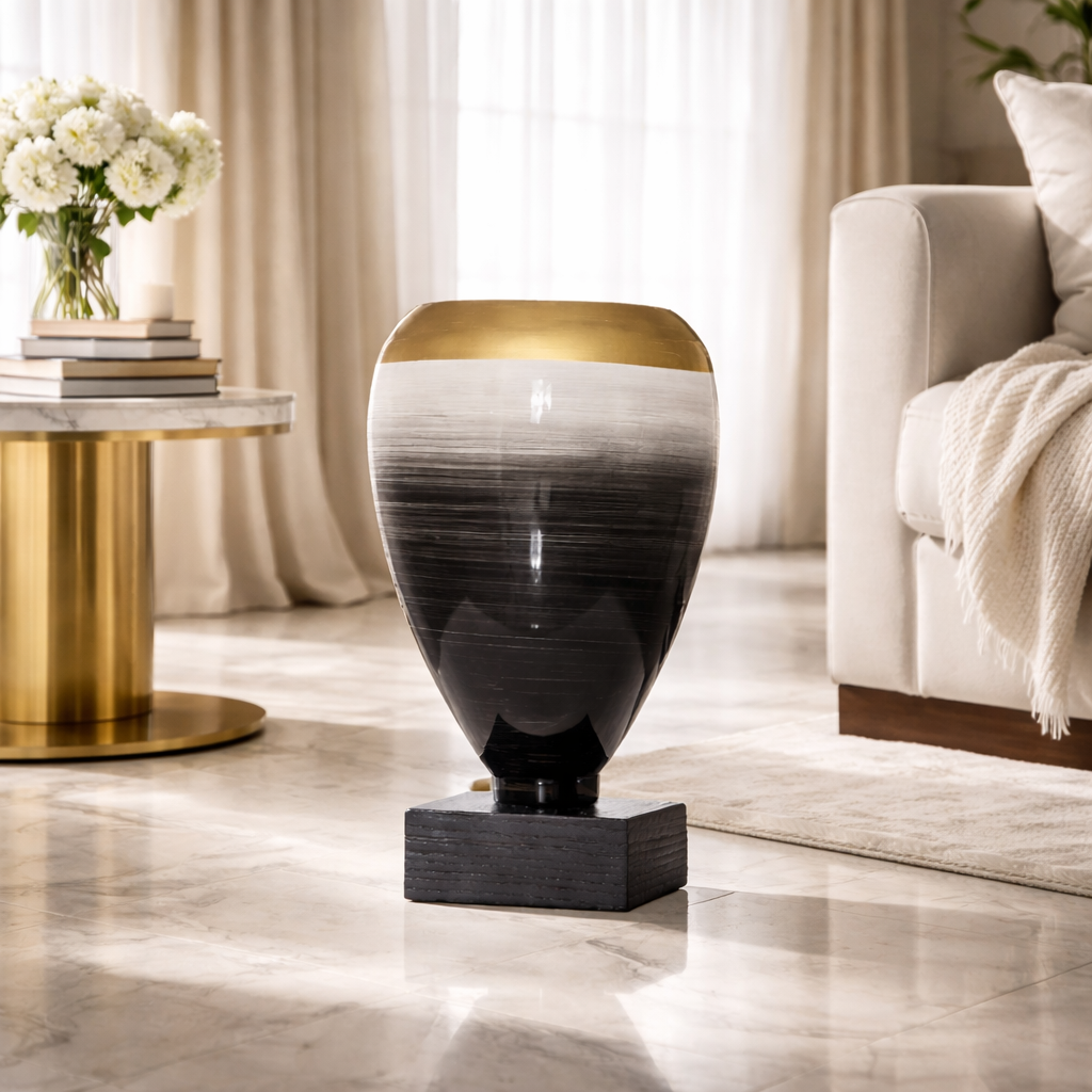 White Brushed Slate Flower Vase