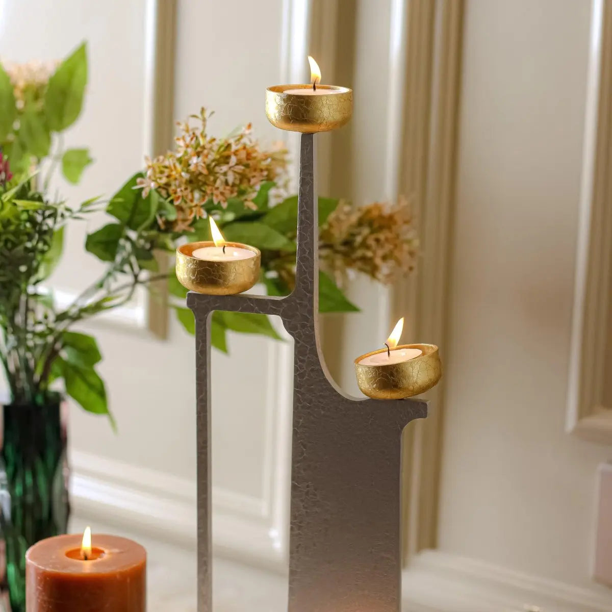 Candle Holders Celestial Silver Candle Stand - Daamaira Home and Living Ltd