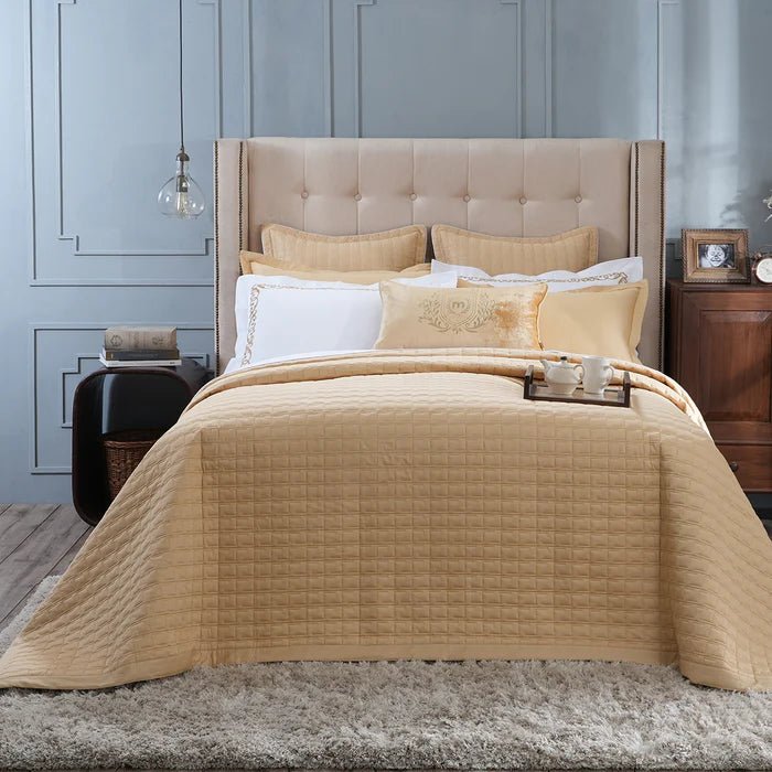 Chester Luxica Elan Gold 11PC Quilt/Quilted Bed Cover Set - Golden - Daamaira Home and Living Ltd