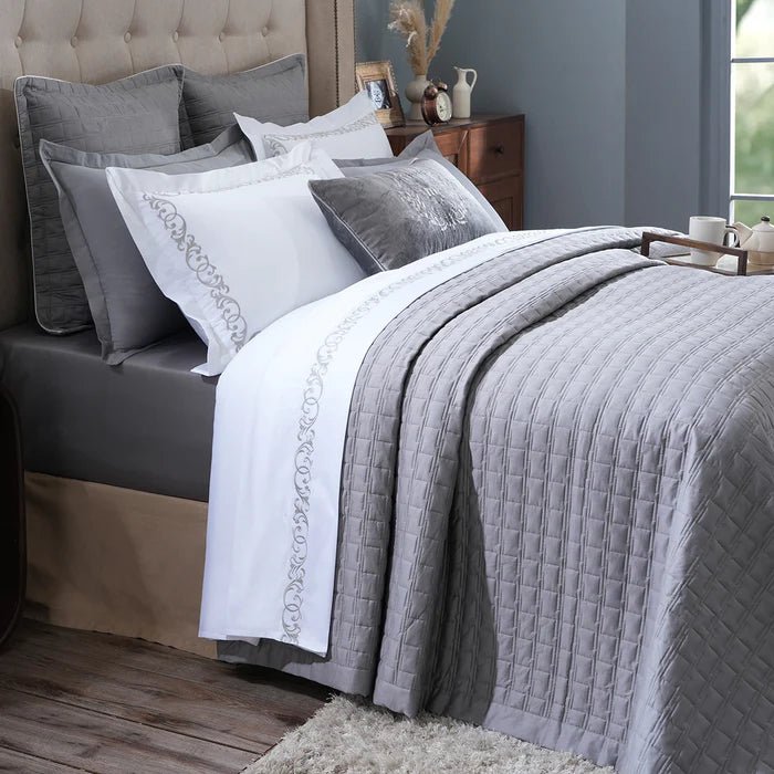 Chester Luxica Shark Skin 11PC Quilt/Quilted Bed Cover Set - Gray - Daamaira Home and Living Ltd