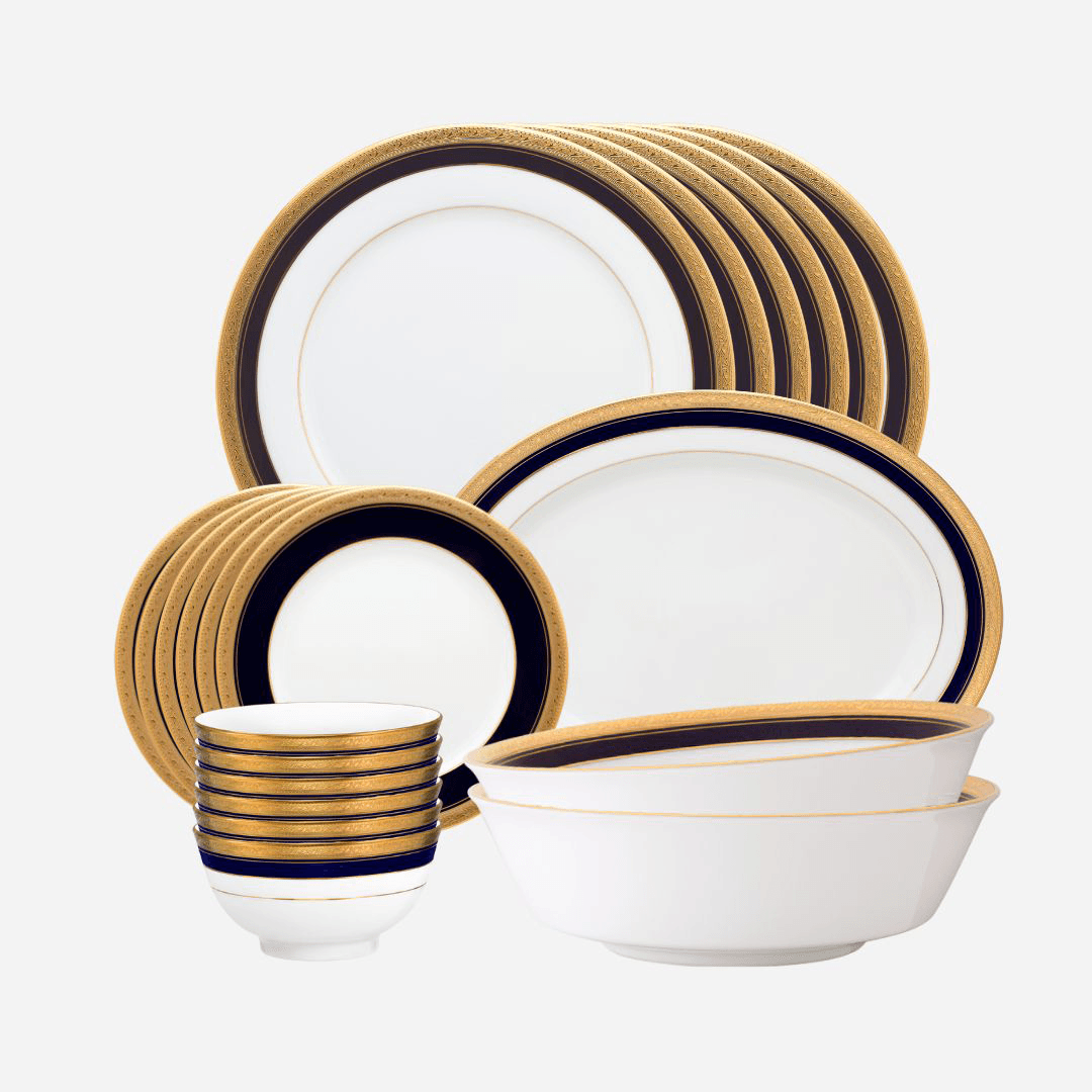 Noritake CRESTWOOD COBALT GOLD 21PC DINNER SET W/G