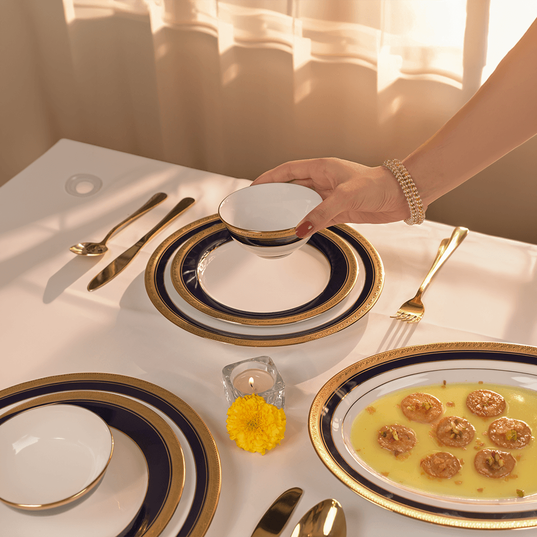 Noritake CRESTWOOD COBALT GOLD 21PC DINNER SET W/G