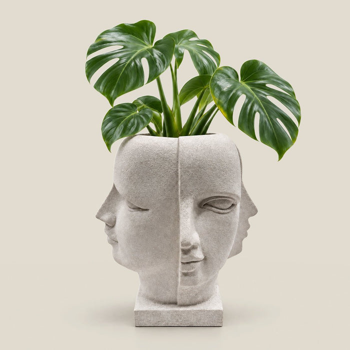 Dual Muse Planter (Grey) - 31 Inch