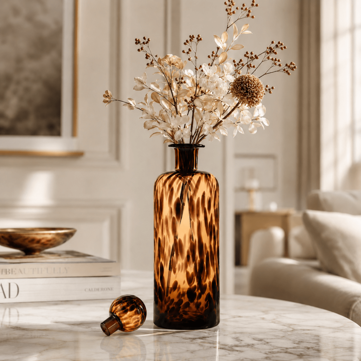 Vases Egyptian Tall Flower Vase with Lid - Daamaira Home and Living Ltd