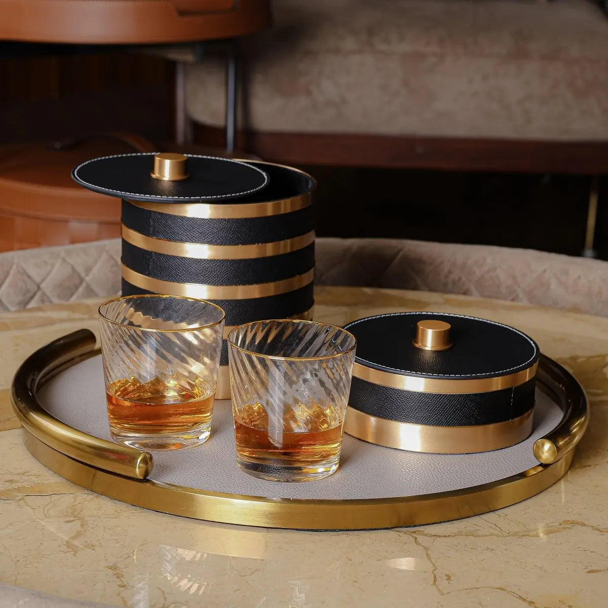 Serving Tray Elegant Round Vanity/Serving Tray - Daamaira Home and Living Ltd