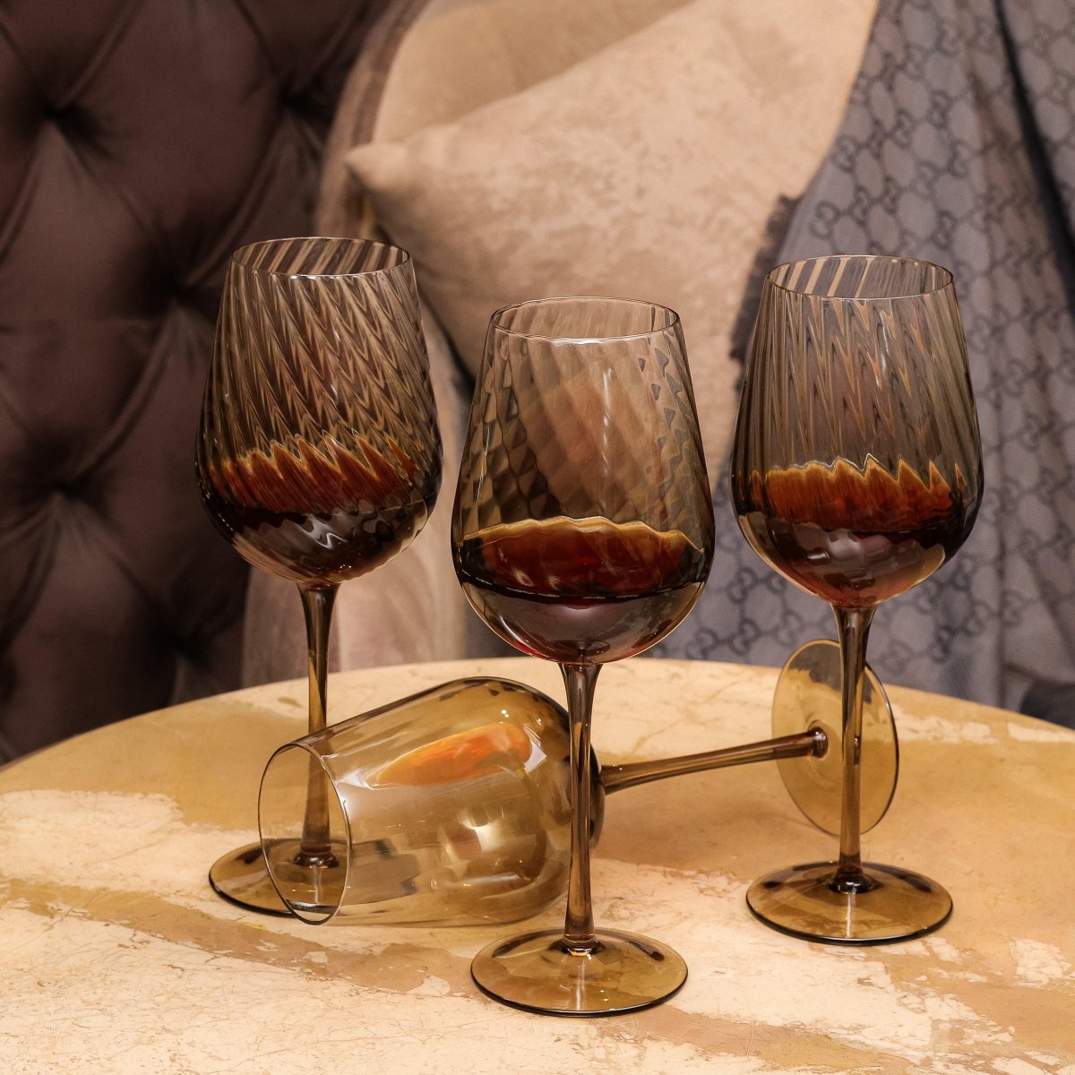 Drinking Glasses Emerald Set Of 4 Wine Glasses - Daamaira Home and Living Ltd