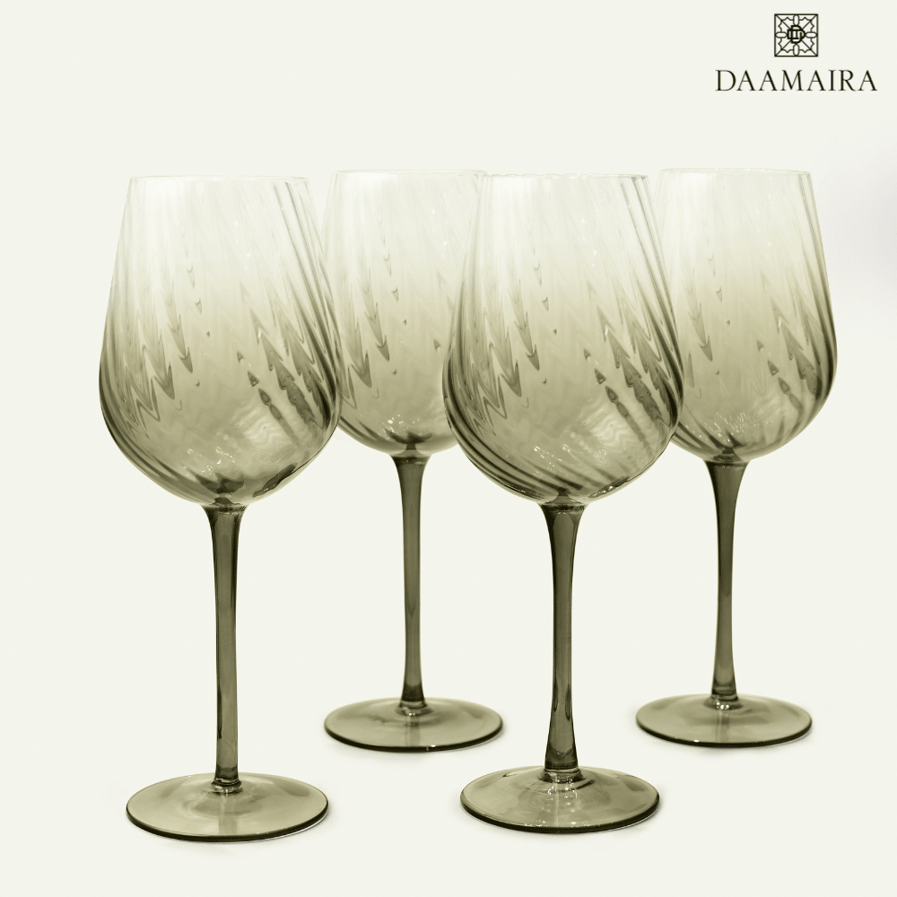 Drinking Glasses Emerald Set Of 4 Wine Glasses - Daamaira Home and Living Ltd