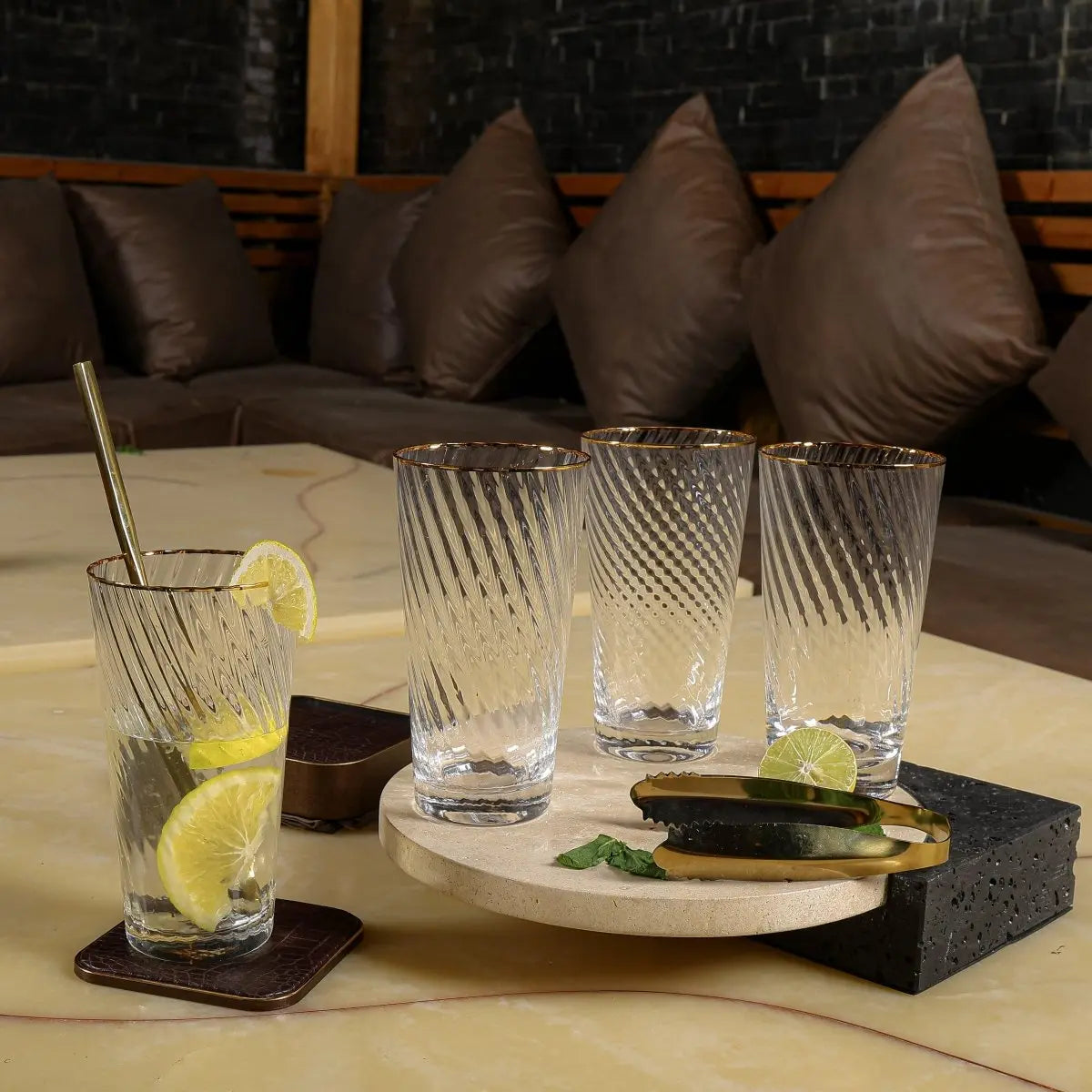 Drinking Glasses Finesse Set Of 4 High Ball Glasses - Daamaira Home and Living Ltd