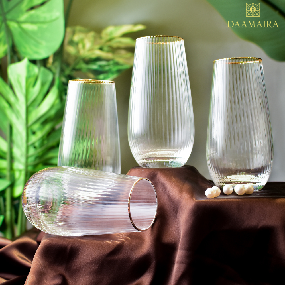 Drinking Glasses Finesse Set Of 4 Long Drink Glasses - Daamaira Home and Living Ltd