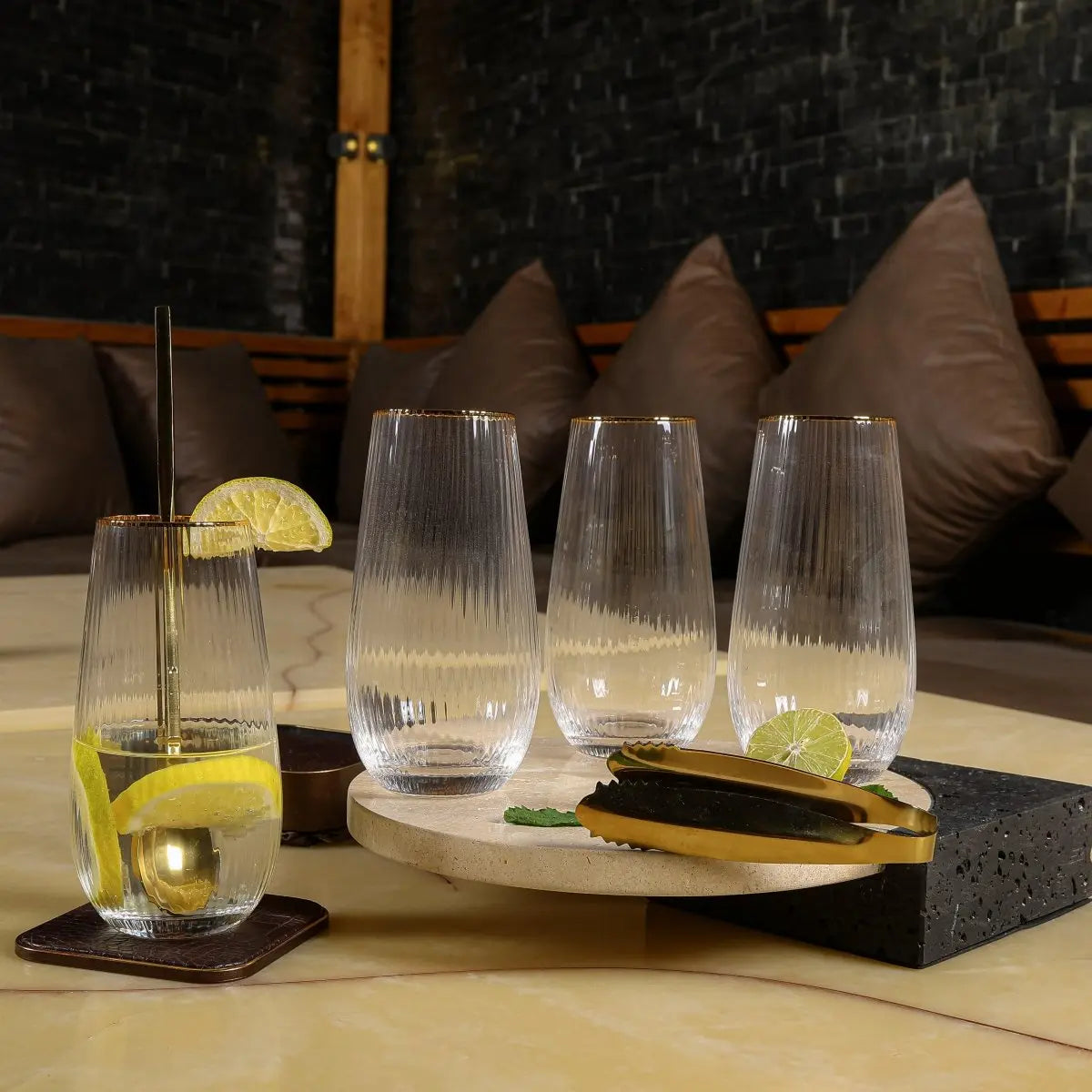 Drinking Glasses Finesse Set Of 4 Long Drink Glasses - Daamaira Home and Living Ltd