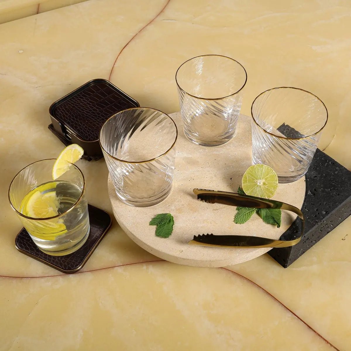 Drinking Glasses Finesse Set Of 4 Whiskey Glasses - Daamaira Home and Living Ltd