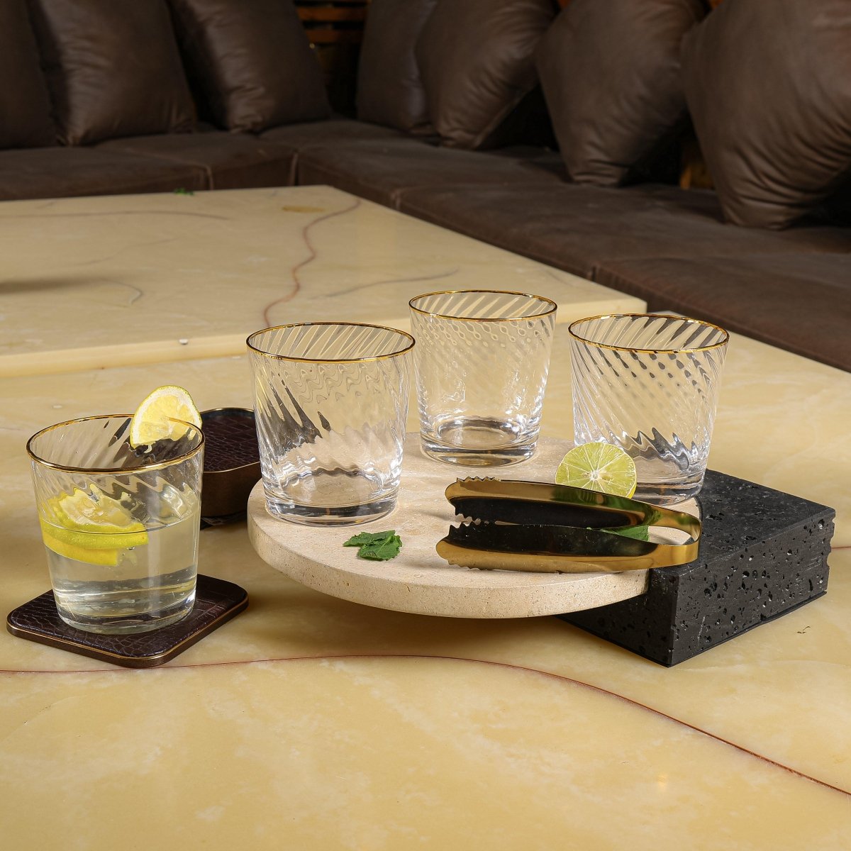 Drinking Glasses Finesse Set Of 4 Whiskey Glasses - Daamaira Home and Living Ltd