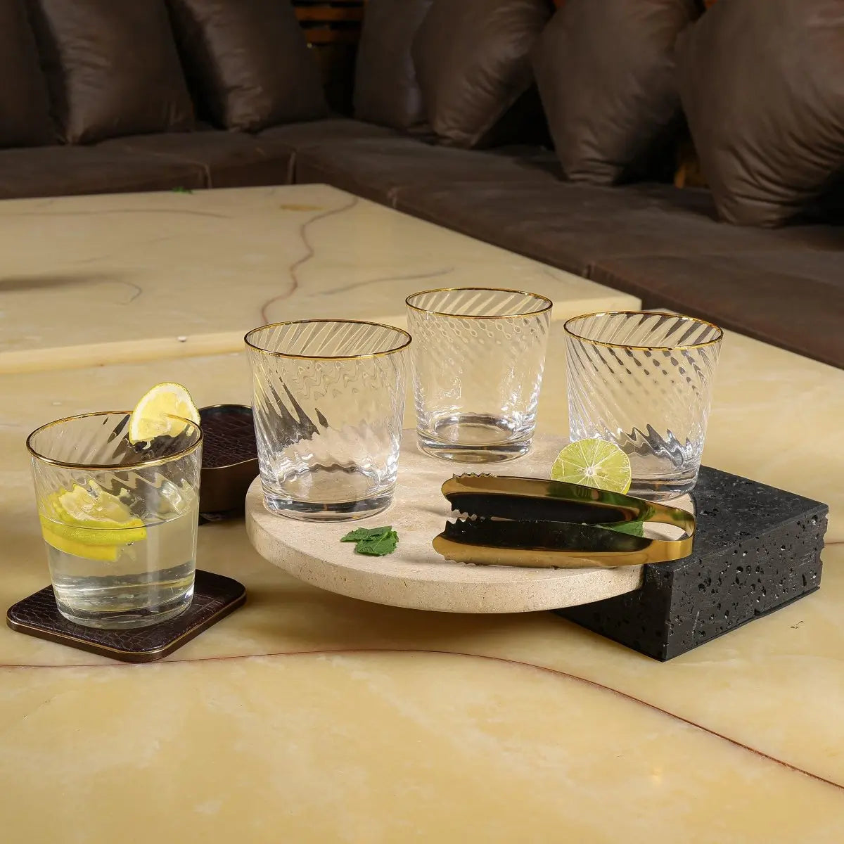 Drinking Glasses Finesse Set Of 4 Whiskey Glasses - Daamaira Home and Living Ltd