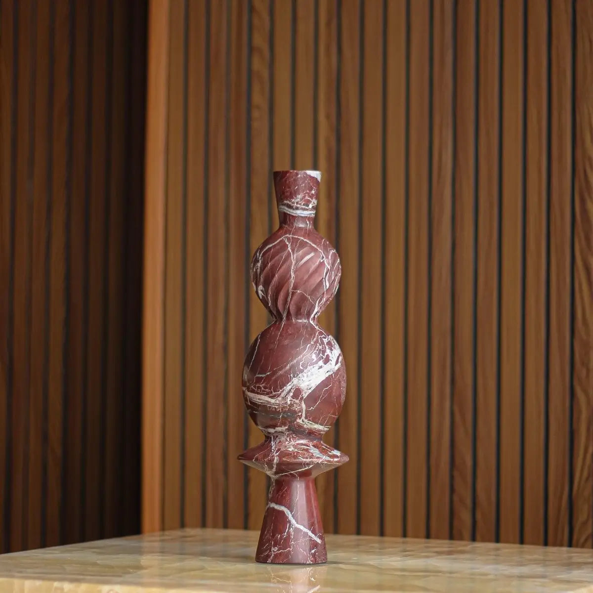 Sculptures & Figurines Geometric Marble Sculpture - Wine - Daamaira Home and Living Ltd