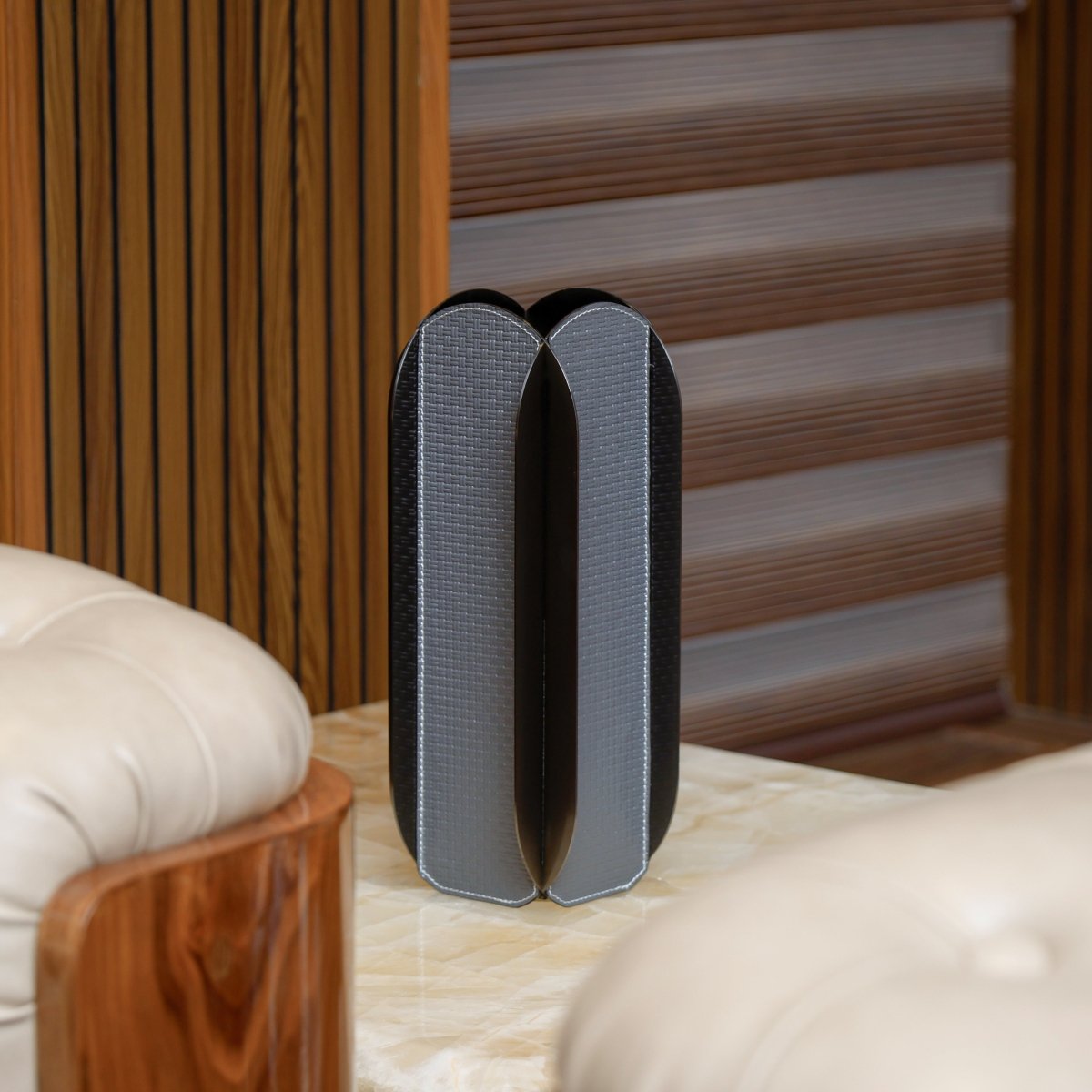 Vases Geometric Smoke Grey Luxury Glass Vase - Daamaira Home and Living Ltd