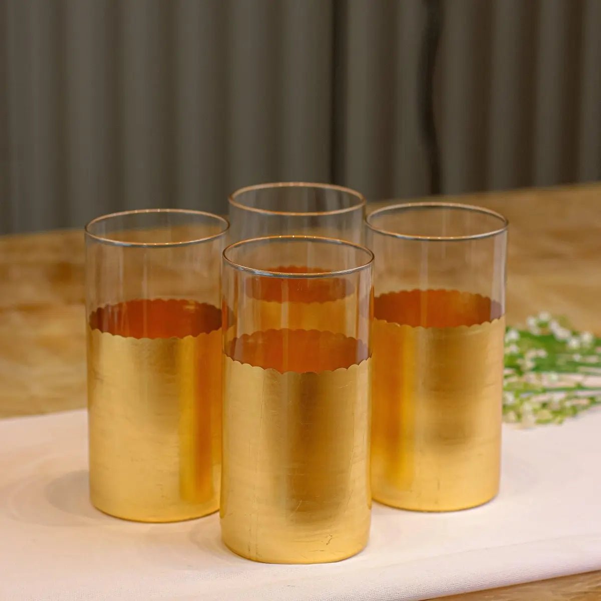 Drinking Glasses Gold Set Of 4 High Ball Glasses - Daamaira Home and Living Ltd