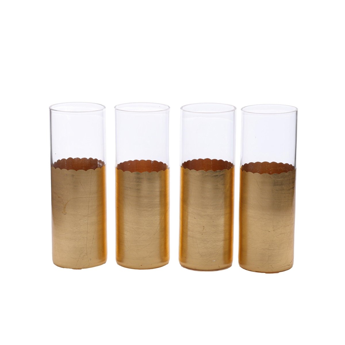 Drinking Glasses Gold Set Of 4 Tall Glasses - Daamaira Home and Living Ltd