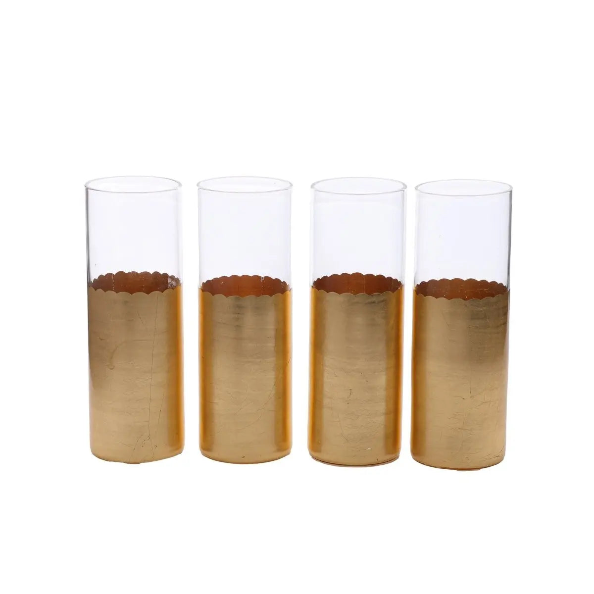 Drinking Glasses Gold Set Of 4 Tall Glasses - Daamaira Home and Living Ltd