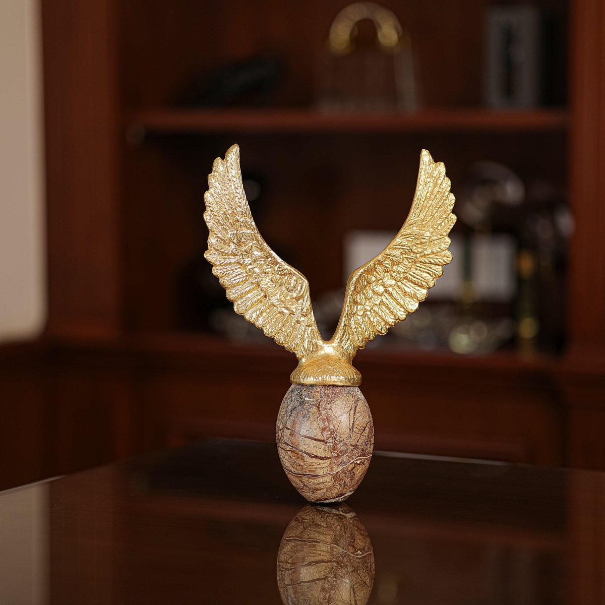 Sculptures & Figurines Golden Flying Egg Sculpture - Daamaira Home and Living Ltd
