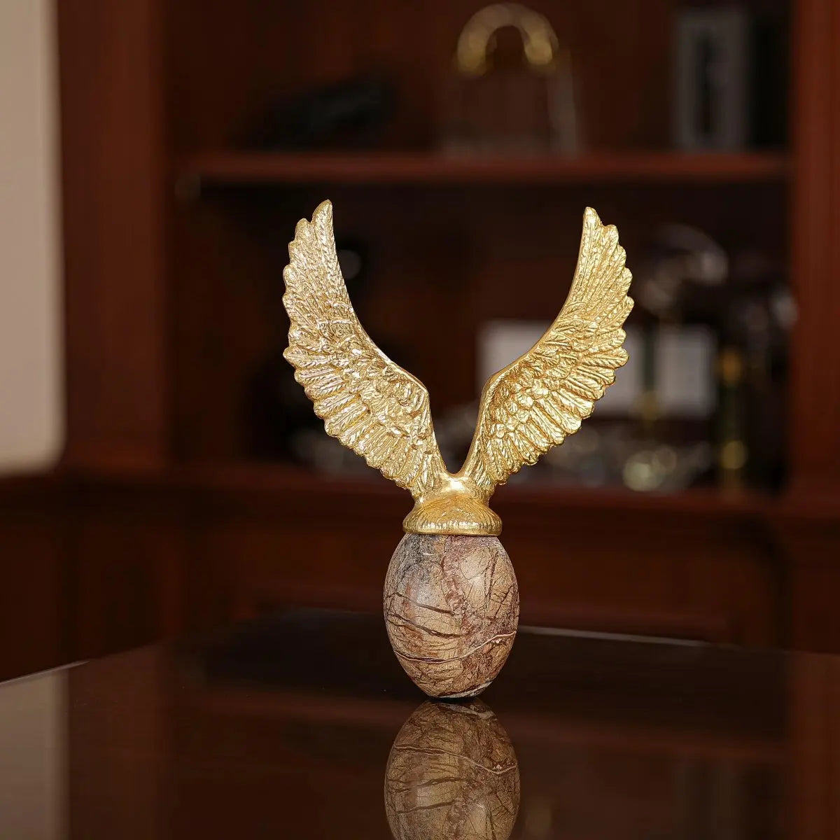 Sculptures & Figurines Golden Flying Egg Sculpture - Daamaira Home and Living Ltd
