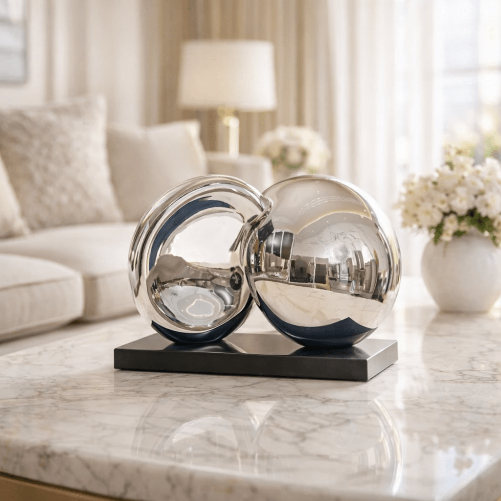 Sculptures & Figurines Intersecting Silver Decor Object - Daamaira Home and Living Ltd